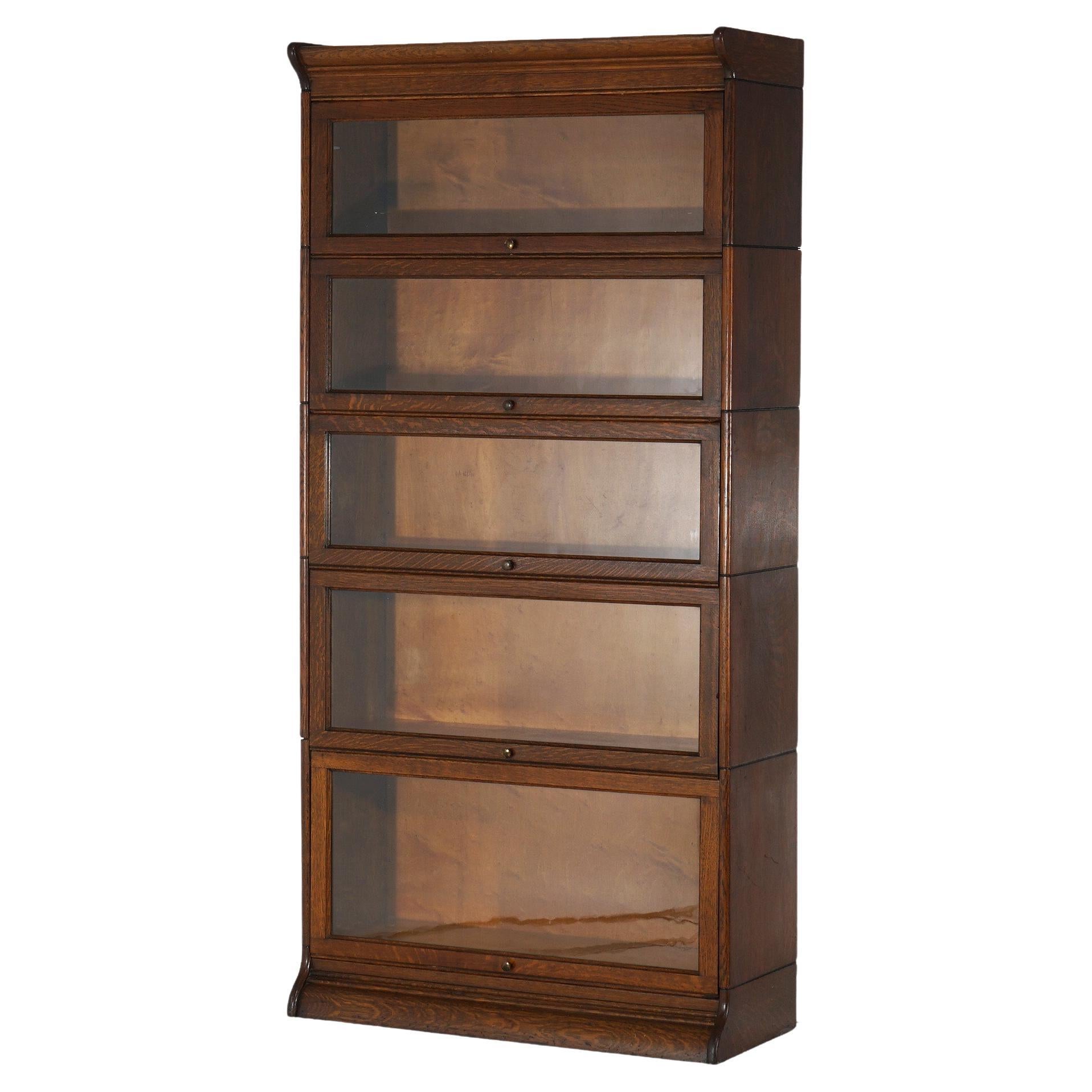 Antique Arts & Crafts Mission Oak Five-Stack Barrister Bookcase C1910