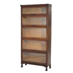 Antique Arts & Crafts Mission Oak Five Stack Barrister Bookcase Circa 1910