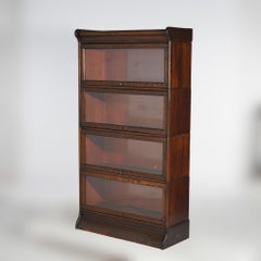 Antique Arts & Crafts Mission Oak Four Stack Barrister Bookcase circa 1910