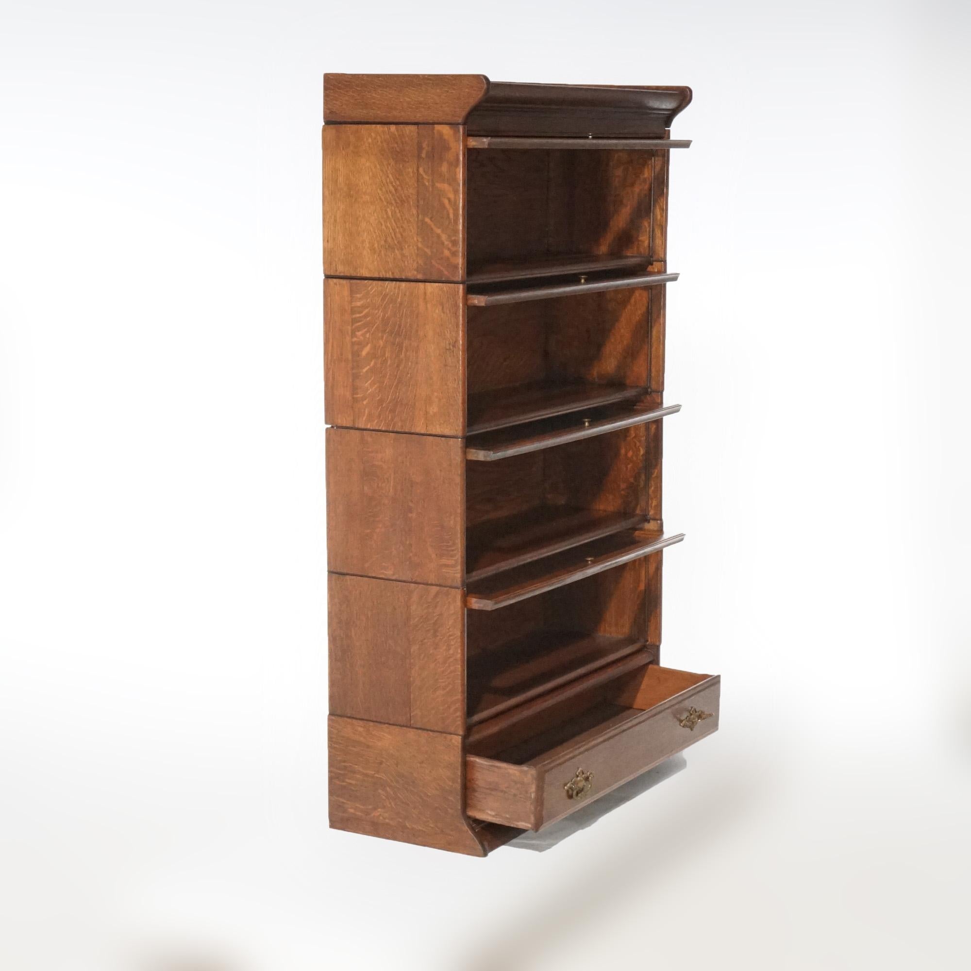 Arts and Crafts Antique Arts & Crafts Mission Oak Four Stack Barrister Bookcase, circa 1910