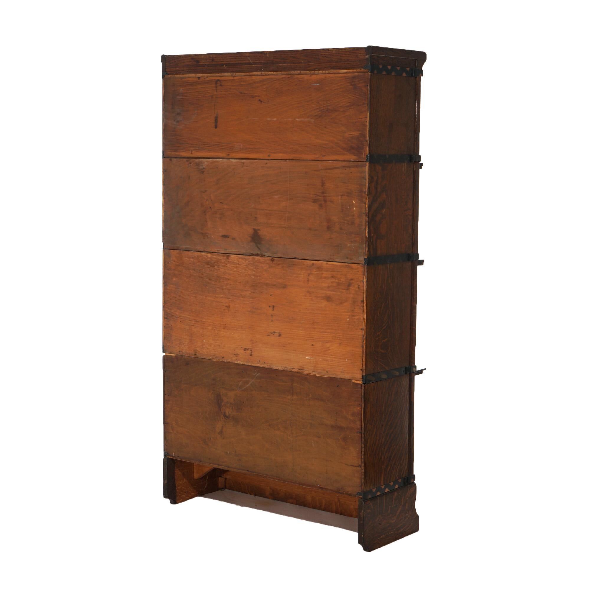 Arts and Crafts Antique Arts & Crafts Mission Oak Four Stack Barrister Bookcase Circa 1910 For Sale
