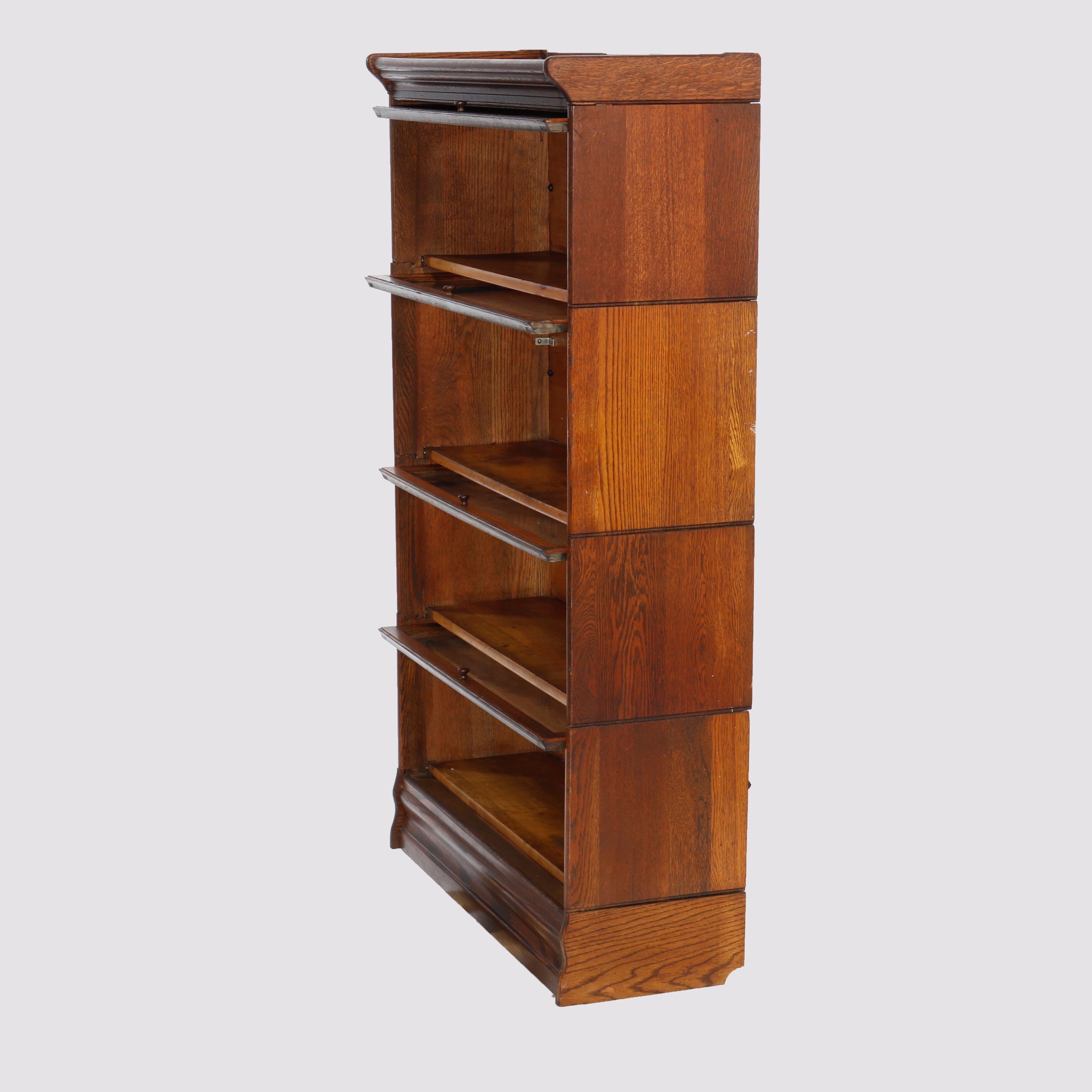 Arts and Crafts Antique Arts & Crafts Mission Oak Four-Stack Lundstrom Barrister Bookcase c1910