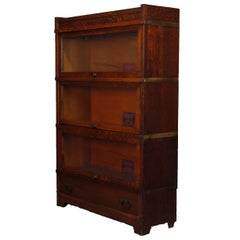 Antique Arts & Crafts Mission Oak Globe Wernicke Barrister Bookcase, circa 1910