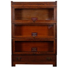 Antique Arts & Crafts Mission Oak Globe Wernicke Barrister Bookcase, circa 1910
