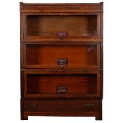 Antique Arts & Crafts Mission Oak Globe Wernicke Barrister Bookcase, circa 1910