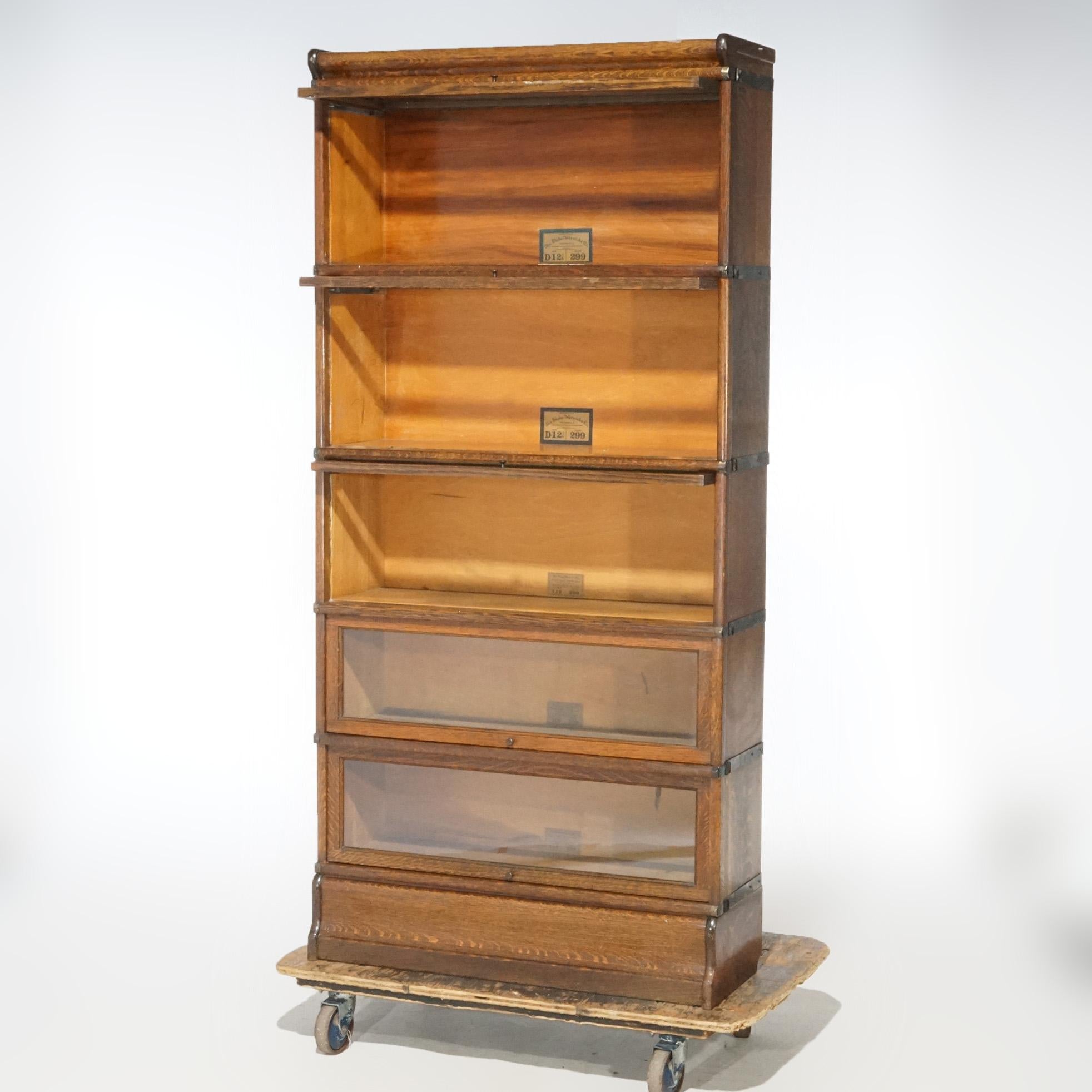 American Antique Arts & Crafts Mission Oak Globe Wernicke Five Stack Barrister Bookcase