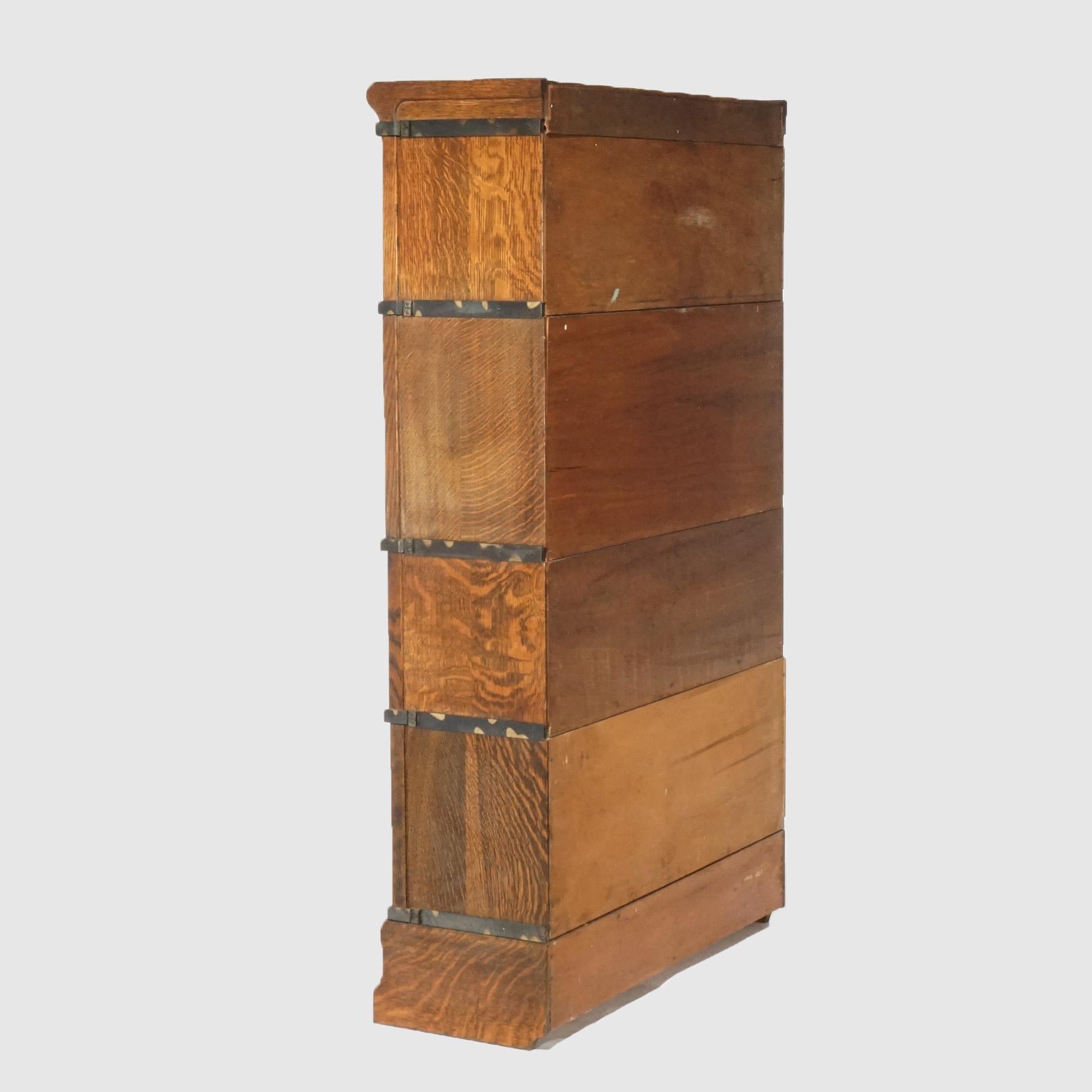 Antique Arts & Crafts Mission Oak Globe Wernicke Four Stack Barrister Bookcase 5