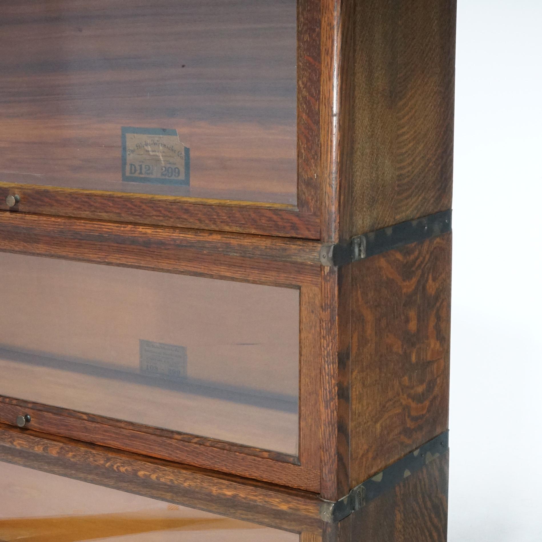 American Antique Arts & Crafts Mission Oak Globe Wernicke Four Stack Barrister Bookcase