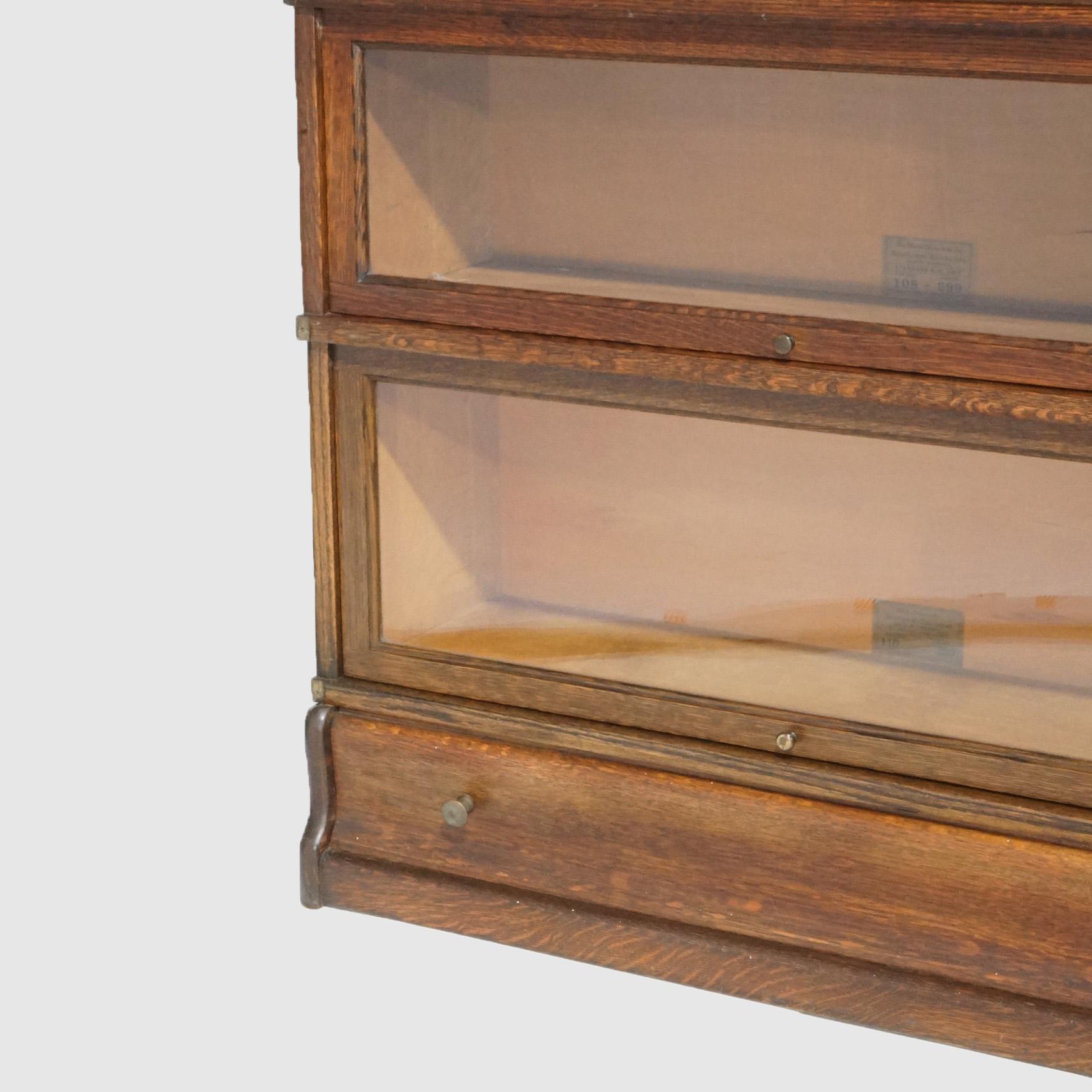 Antica libreria Mission Arts & Crafts in Oak Globe Wernicke a quattro ripiani 1