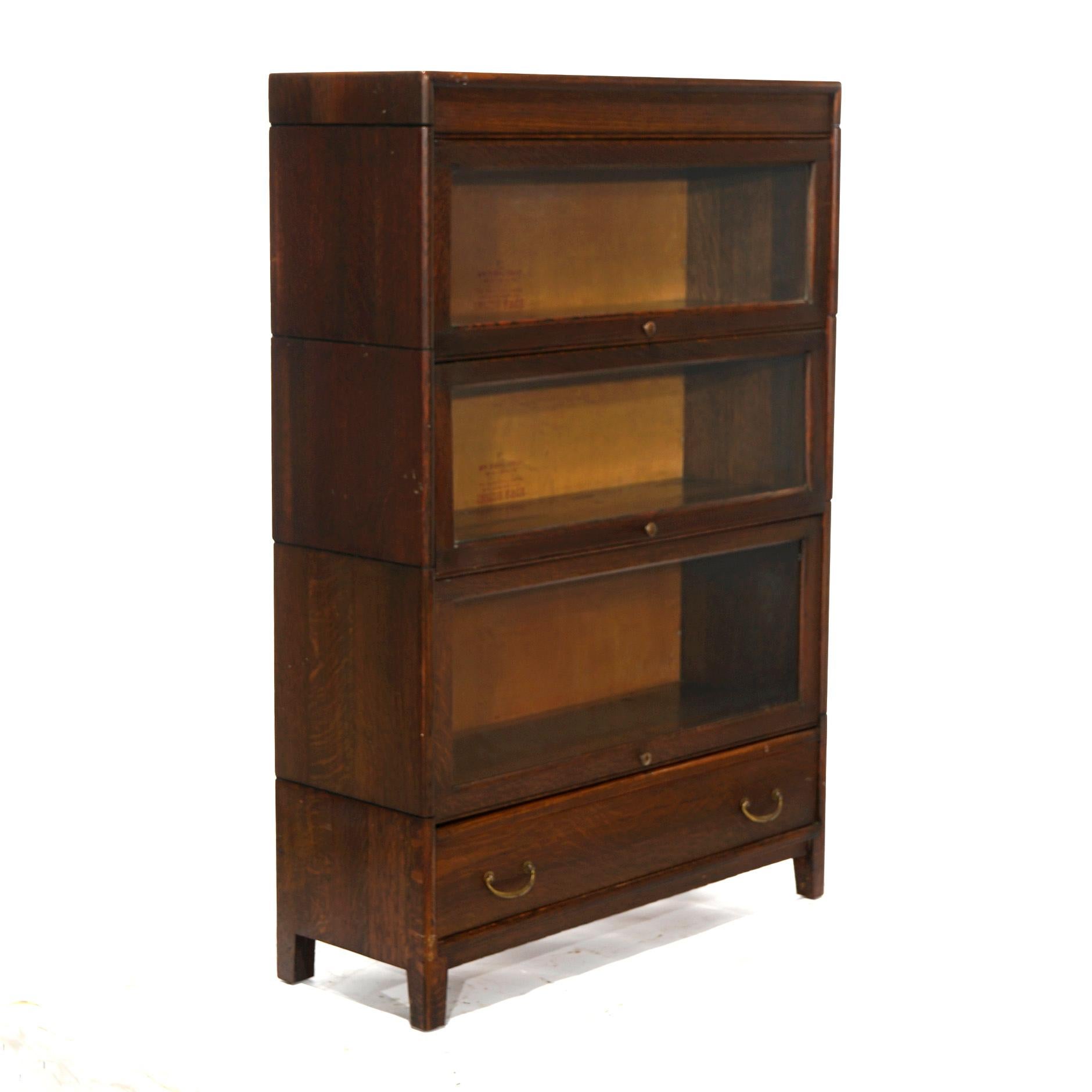 Antique Arts & Crafts Mission Oak Globe Wernicke School Barrister Bookcase c1910 In Good Condition In Big Flats, NY
