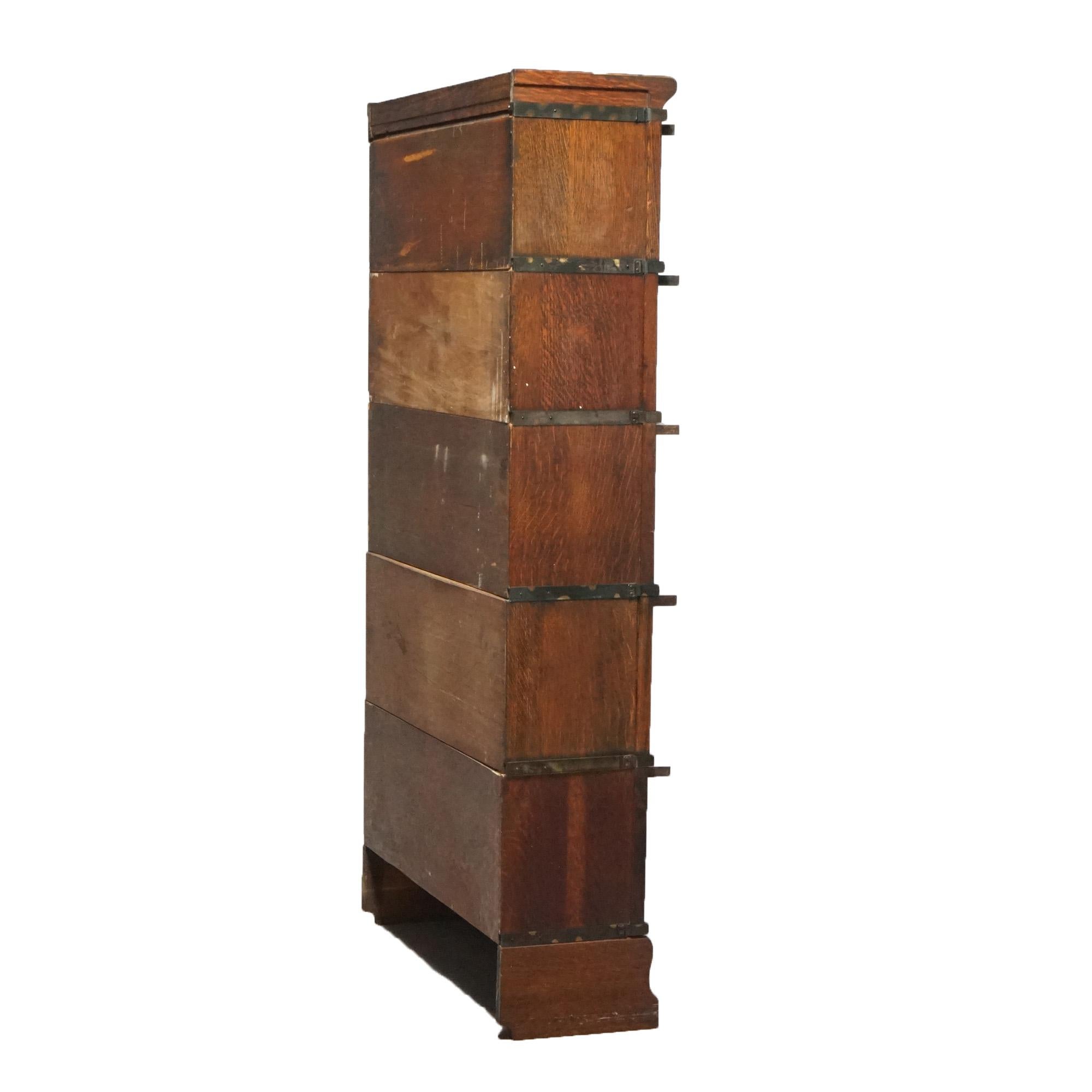 American Antique Arts & Crafts Mission Oak Globe Wernicke Stack Barrister Bookcase, C1910