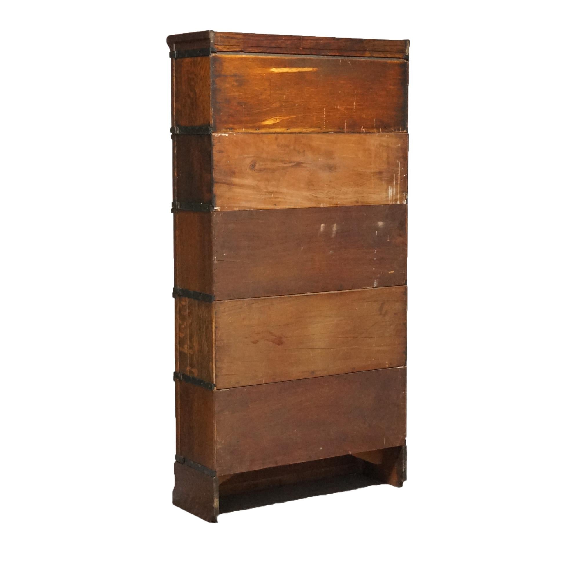 20th Century Antique Arts & Crafts Mission Oak Globe Wernicke Stack Barrister Bookcase, C1910