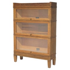 Antique Arts & Crafts Mission Oak Globe Wernicke Three Stack Barrister Bookcase