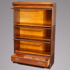 Antique Arts & Crafts Mission Oak Grand Rapids 3 Stack Bookcase, circa 1910
