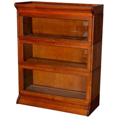 Antique Arts 
Crafts Mission Oak GRM 3-Section Barrister Bookcase, circa 1910