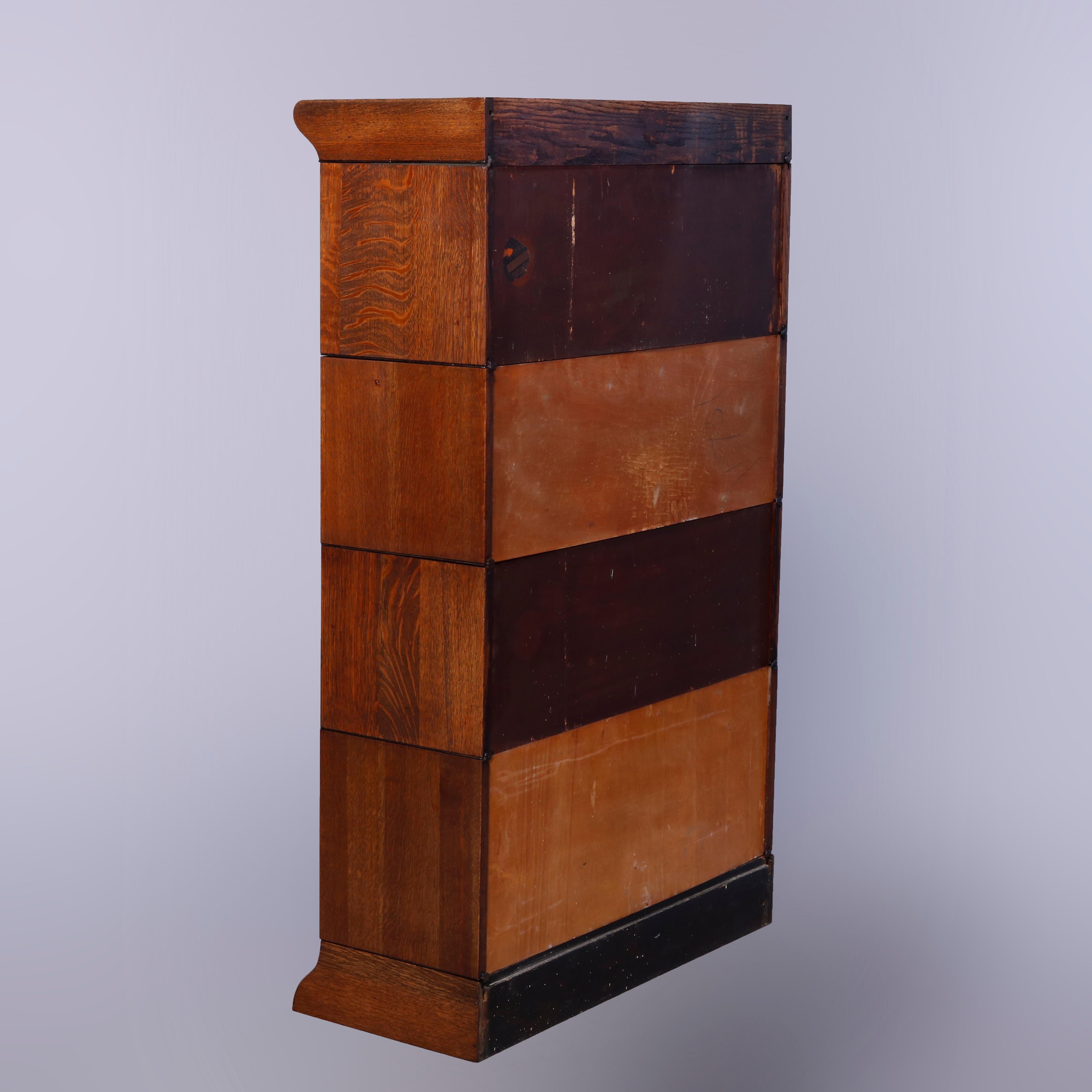 Antique Arts & Crafts Mission Oak Gunn 4-Stack Barrister Bookcase, Circa 1910 3