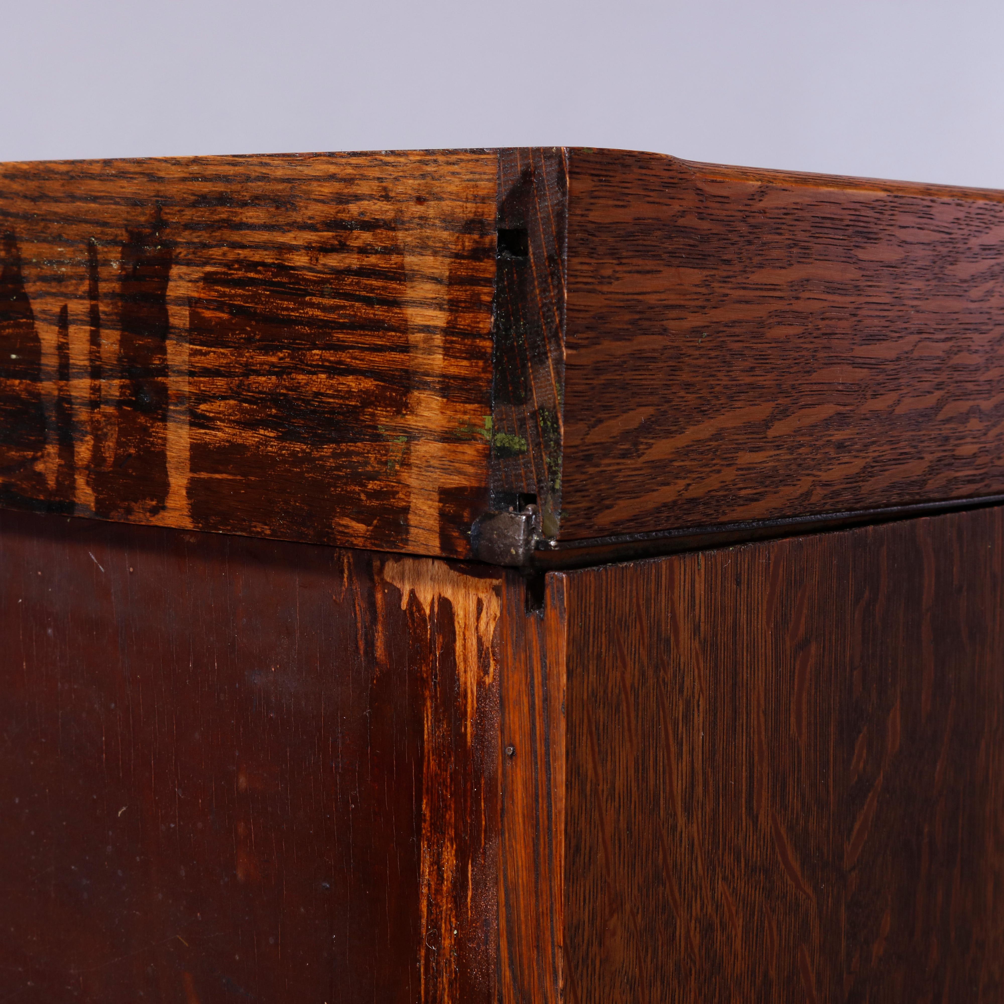 Antique Arts & Crafts Mission Oak Gunn 4-Stack Barrister Bookcase, Circa 1910 5