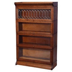 Antique Arts & Crafts Mission Oak Gunn 4-Stack Barrister Bookcase, Circa 1910