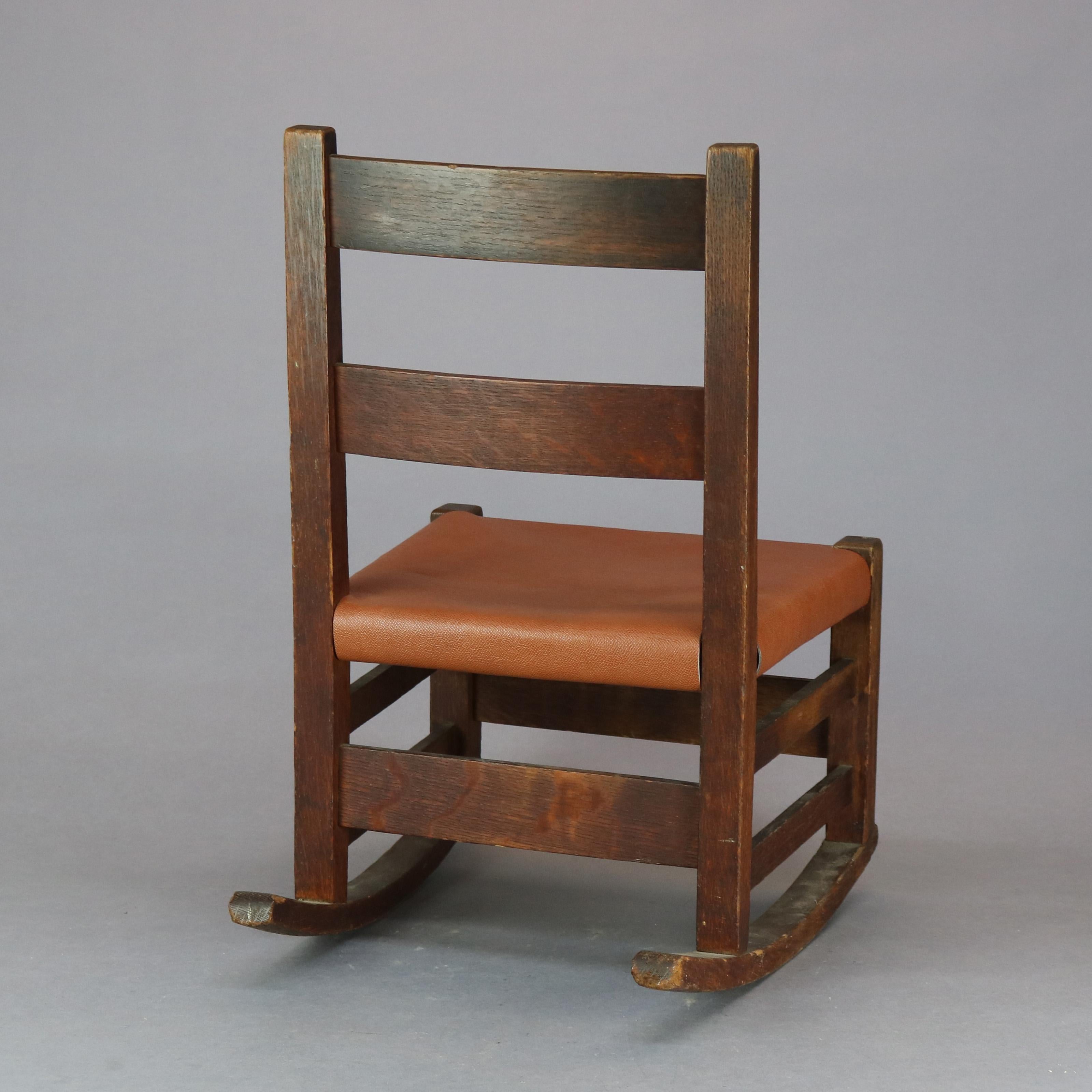 American Antique Arts & Crafts  Mission Oak Gustav Stickley Child's Rocker, circa 1910