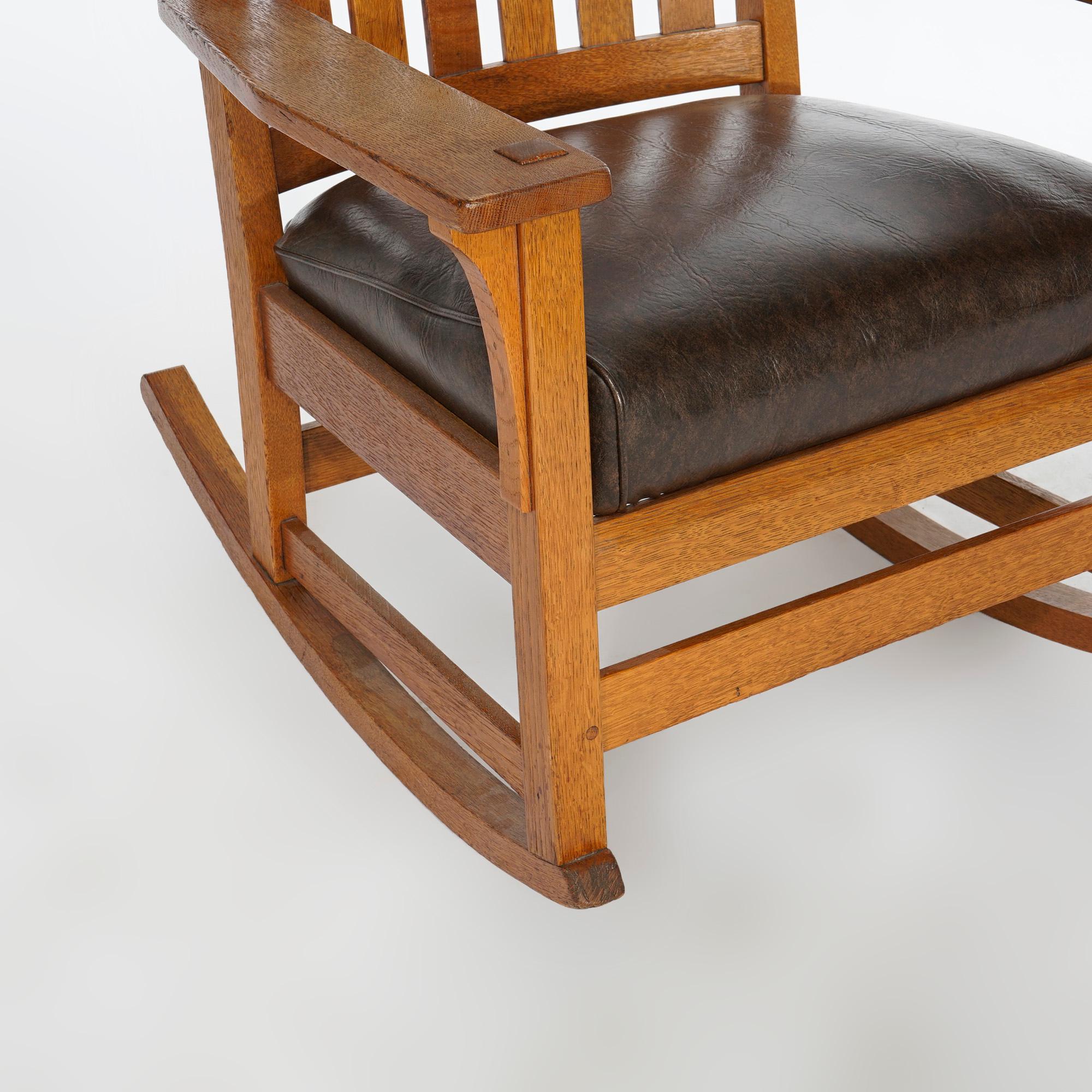Antique Arts & Crafts Mission Oak L & JG Stickley Rocker, Circa 1910 4