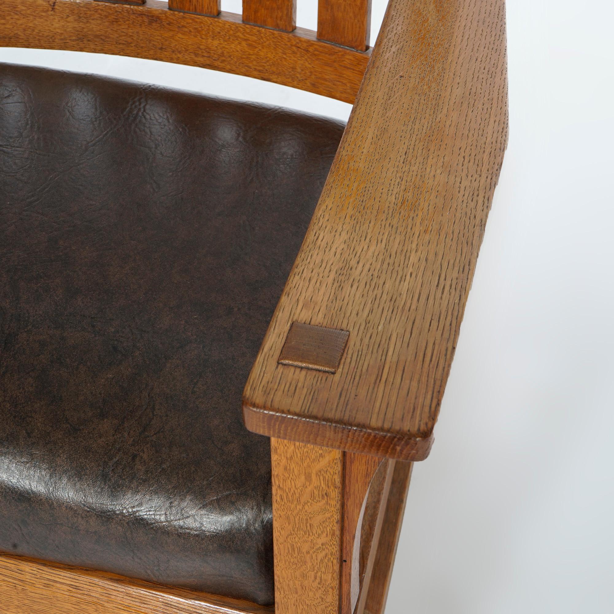 Antique Arts & Crafts Mission Oak L & JG Stickley Rocker, Circa 1910 5