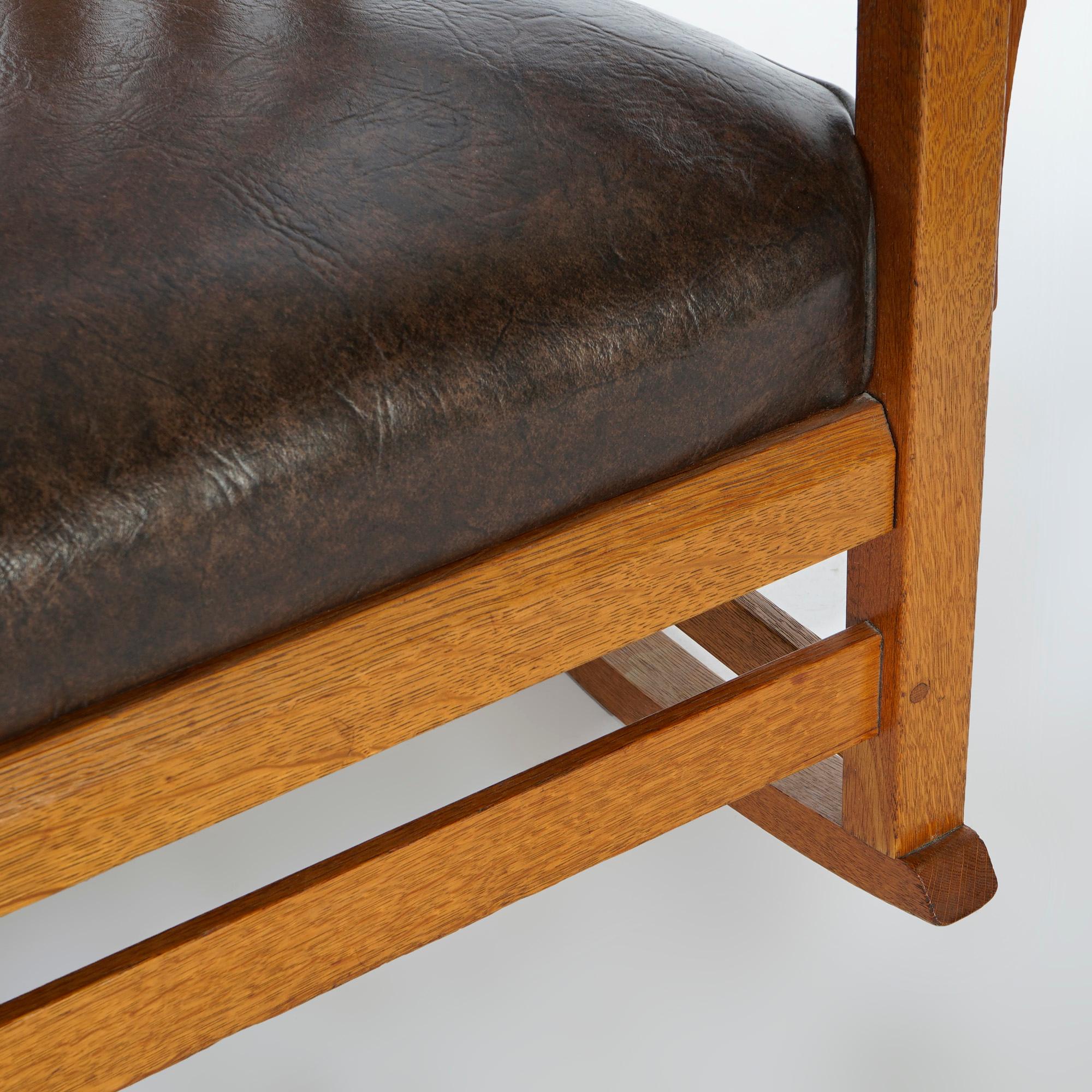 Antique Arts & Crafts Mission Oak L & JG Stickley Rocker, Circa 1910 6