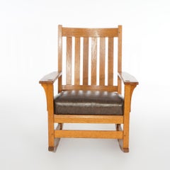 Antique Arts & Crafts Mission Oak L & JG Stickley Rocker, Circa 1910