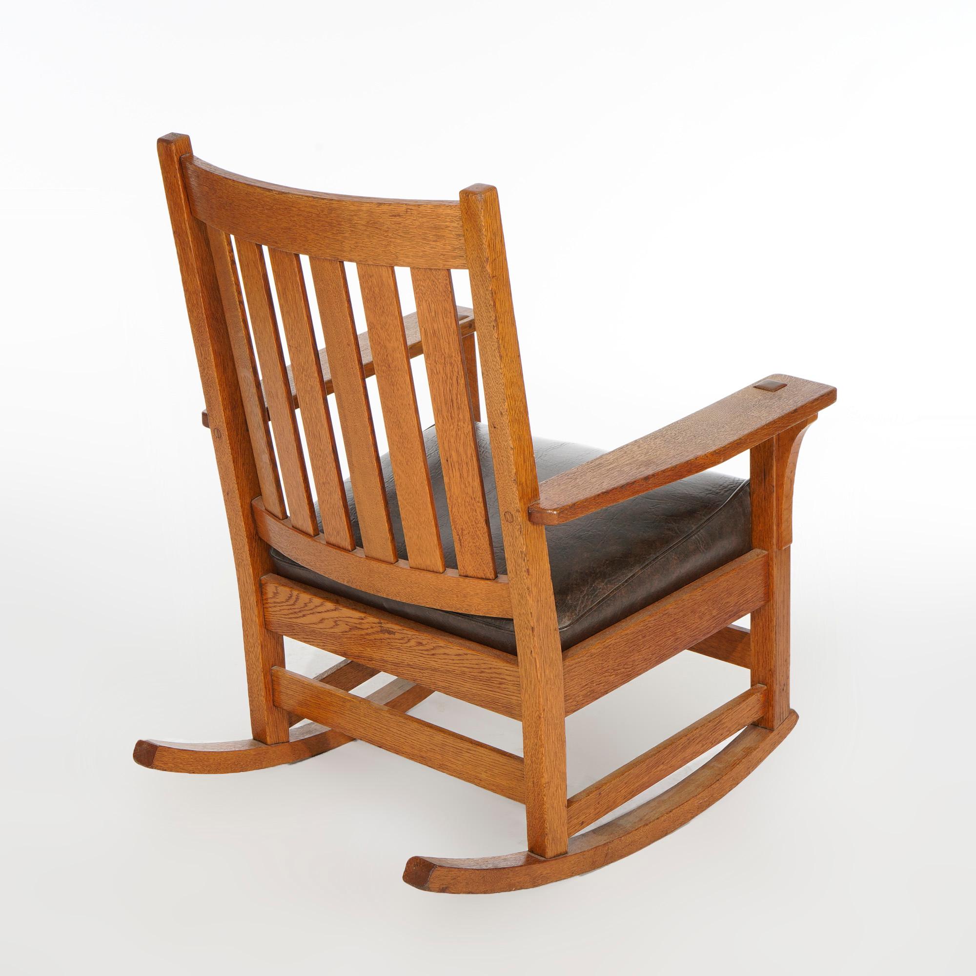 20th Century Antique Arts & Crafts Mission Oak L & JG Stickley Rocker, Circa 1910