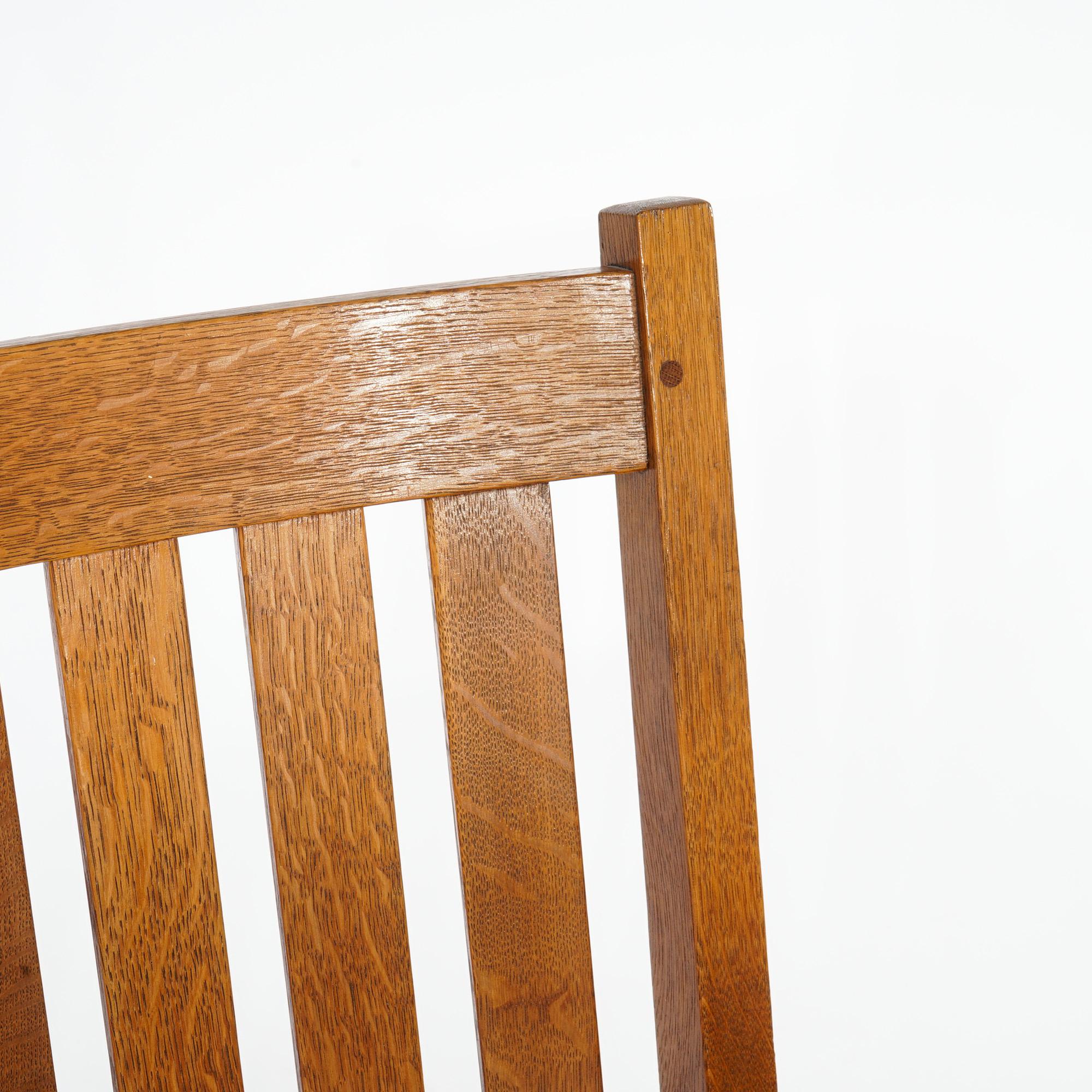Antique Arts & Crafts Mission Oak L & JG Stickley Rocker, Circa 1910 3
