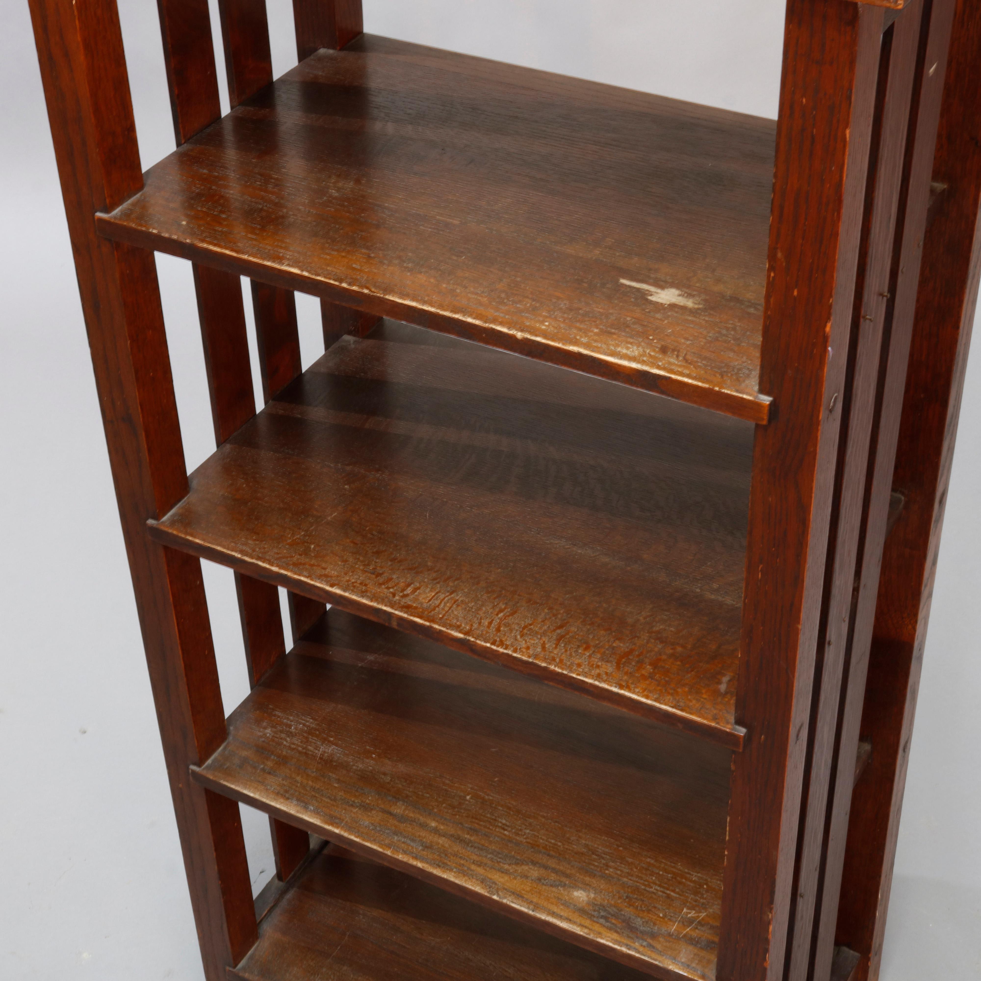 Antique Arts & Crafts Mission Oak Lakeside Crafters Magazine Stand, circa 1910 4