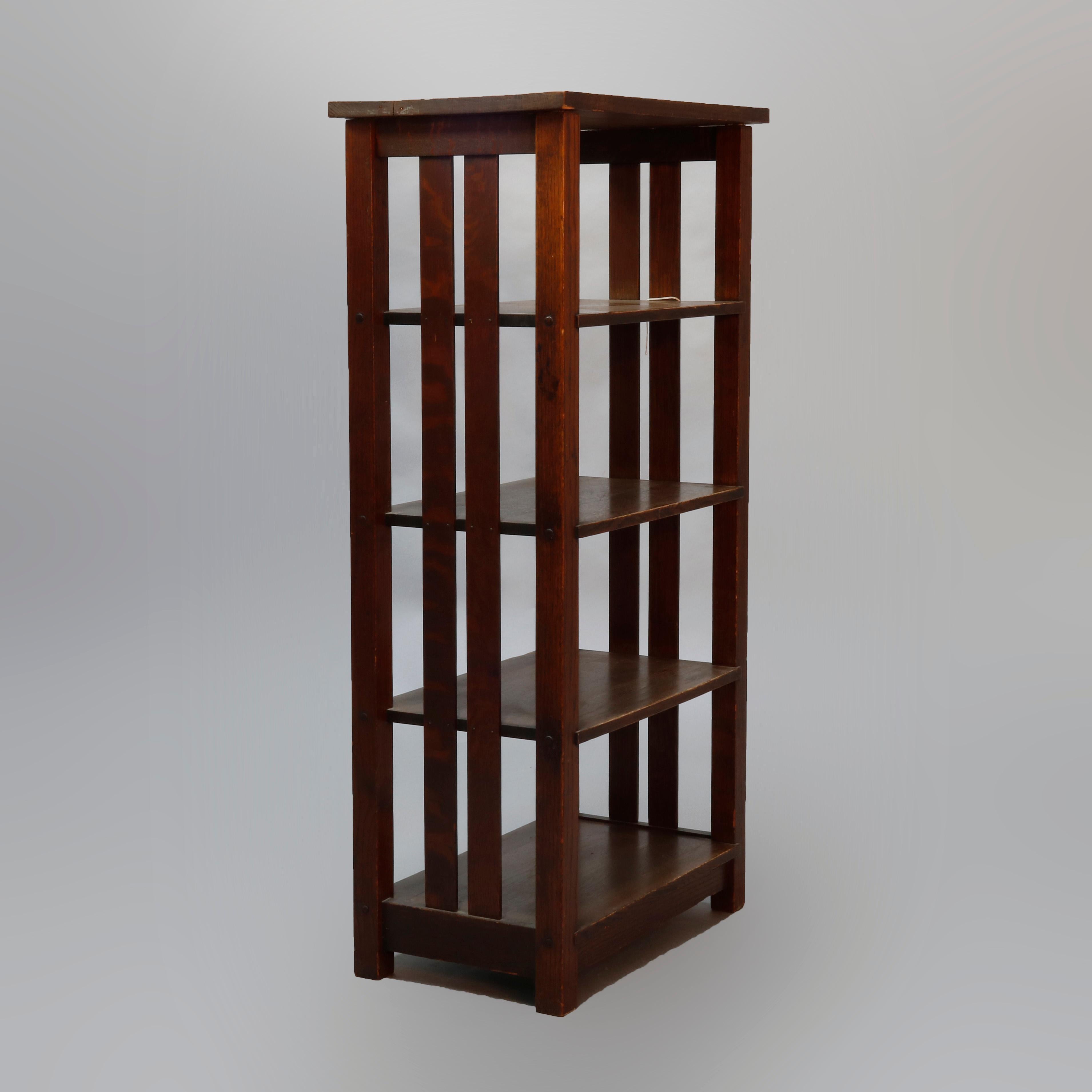 American Antique Arts & Crafts Mission Oak Lakeside Crafters Magazine Stand, circa 1910