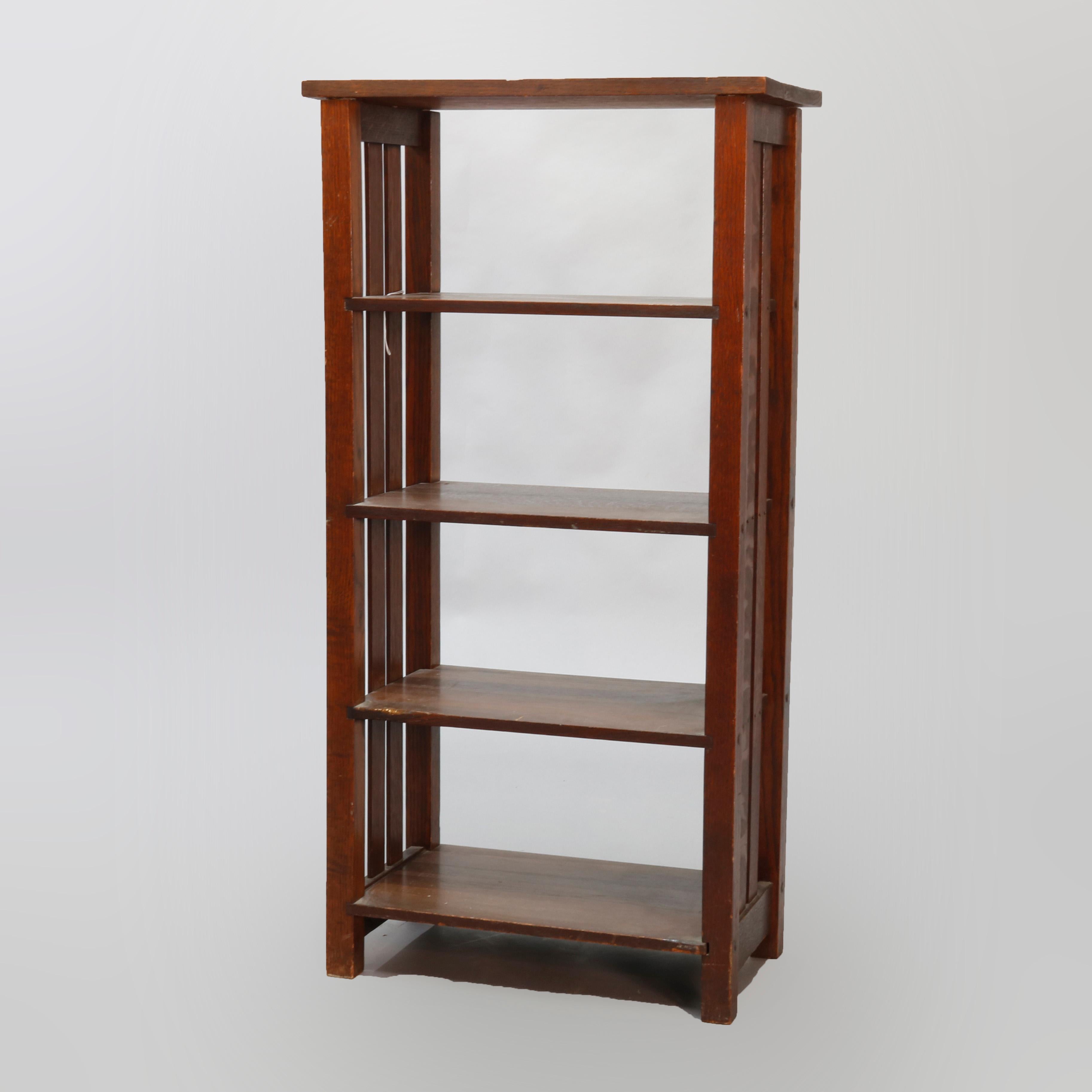 Antique Arts & Crafts Mission Oak Lakeside Crafters Magazine Stand, circa 1910 In Good Condition In Big Flats, NY