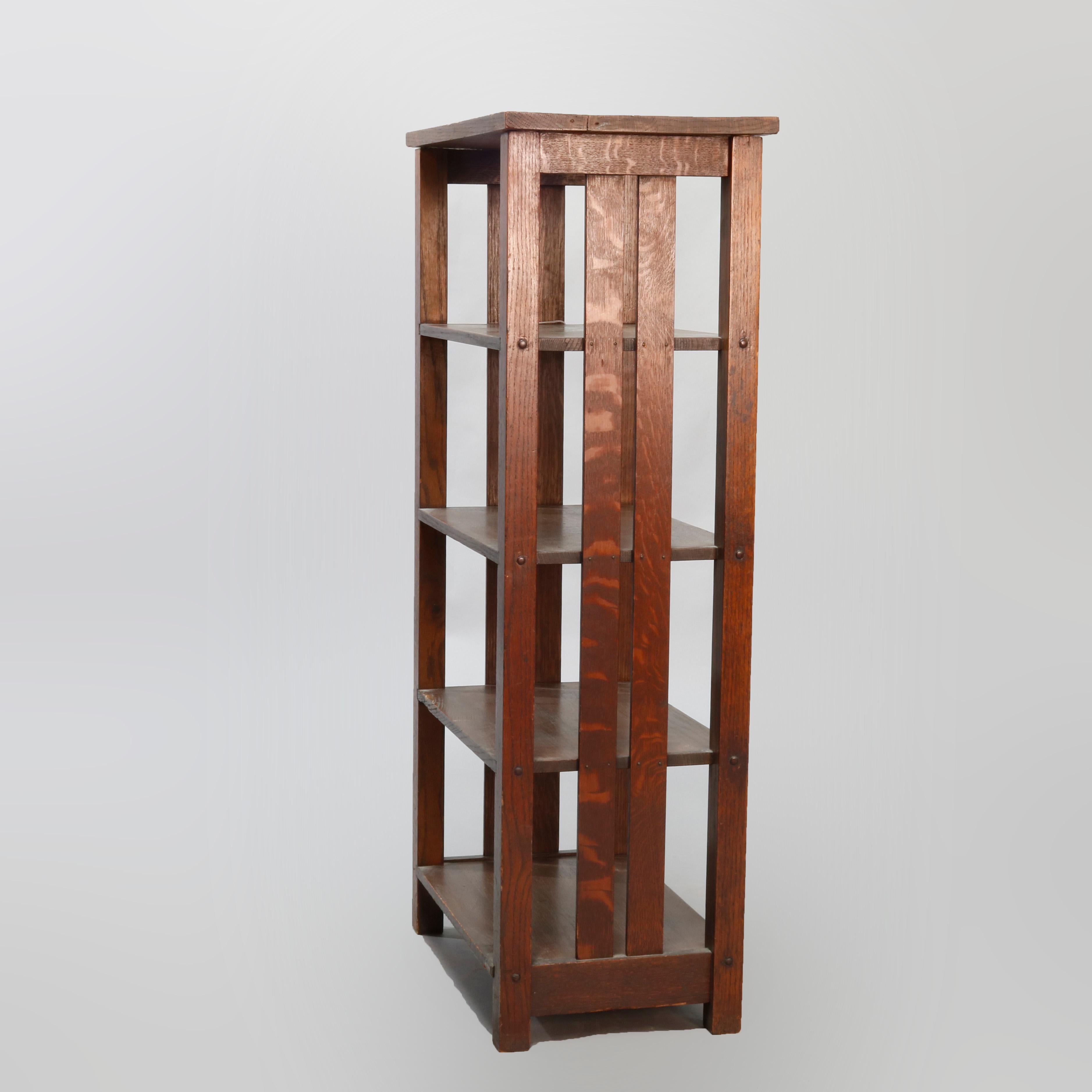 20th Century Antique Arts & Crafts Mission Oak Lakeside Crafters Magazine Stand, circa 1910