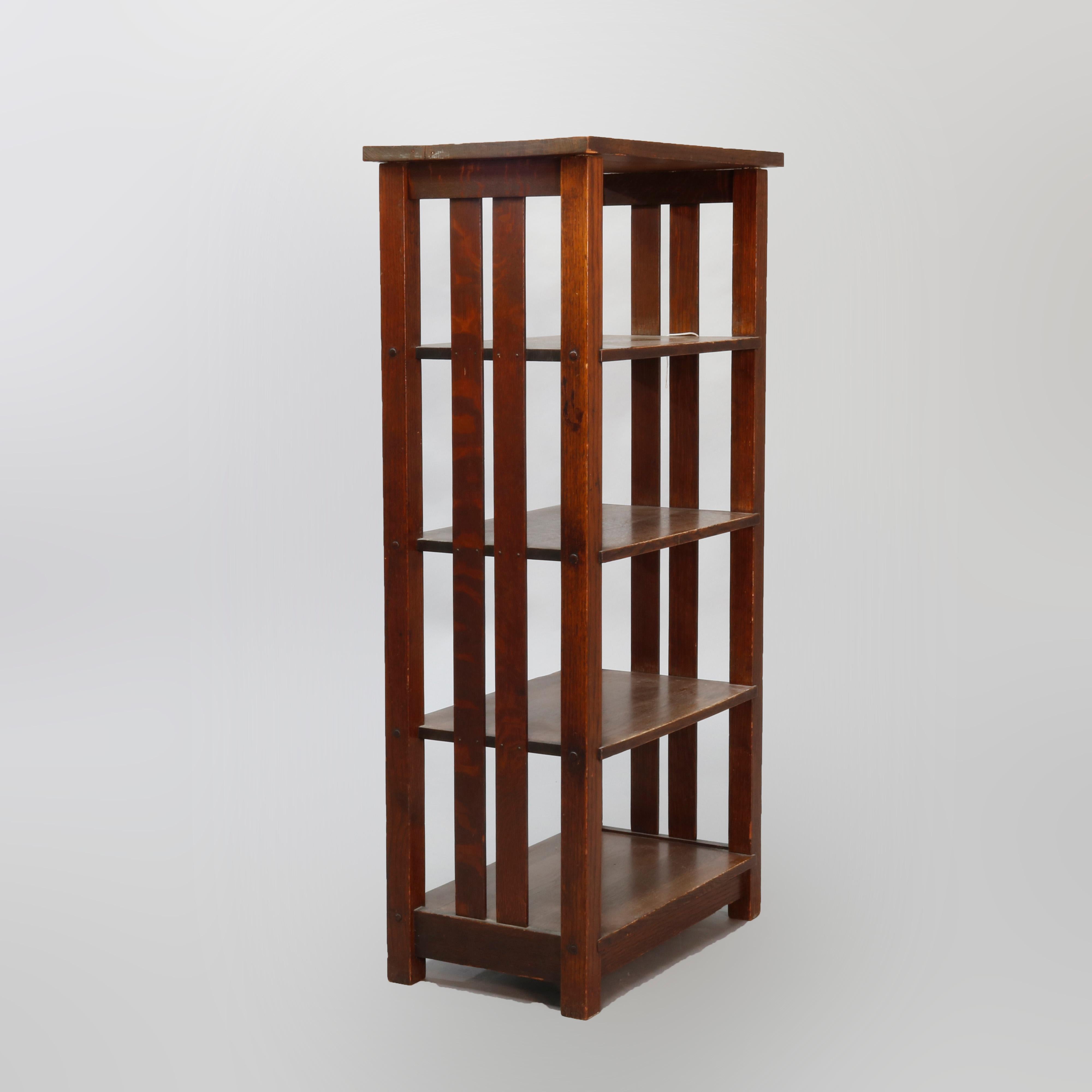 Antique Arts & Crafts Mission Oak Lakeside Crafters Magazine Stand, circa 1910 1