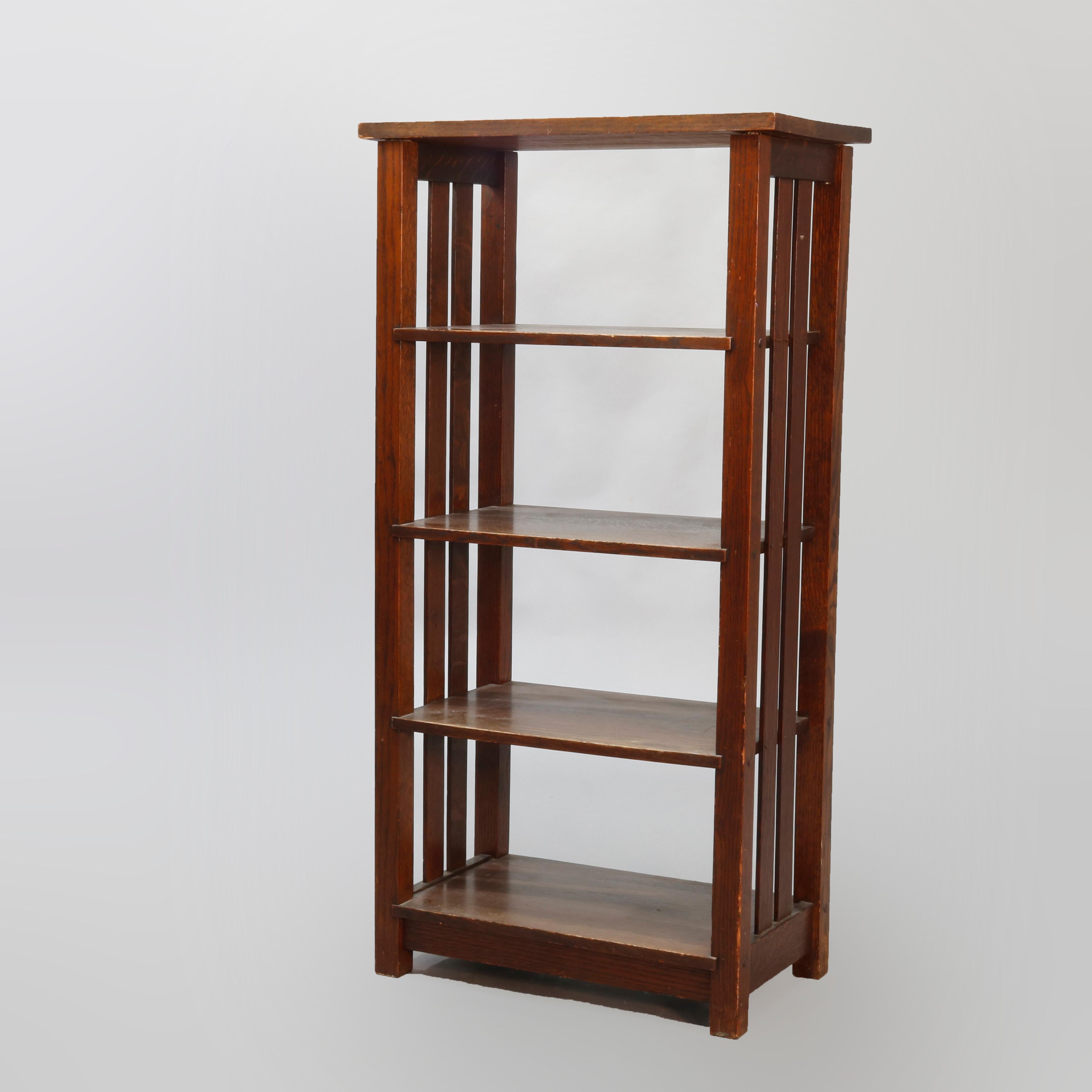 Antique Arts & Crafts Mission Oak Lakeside Crafters Magazine Stand, circa 1910 2