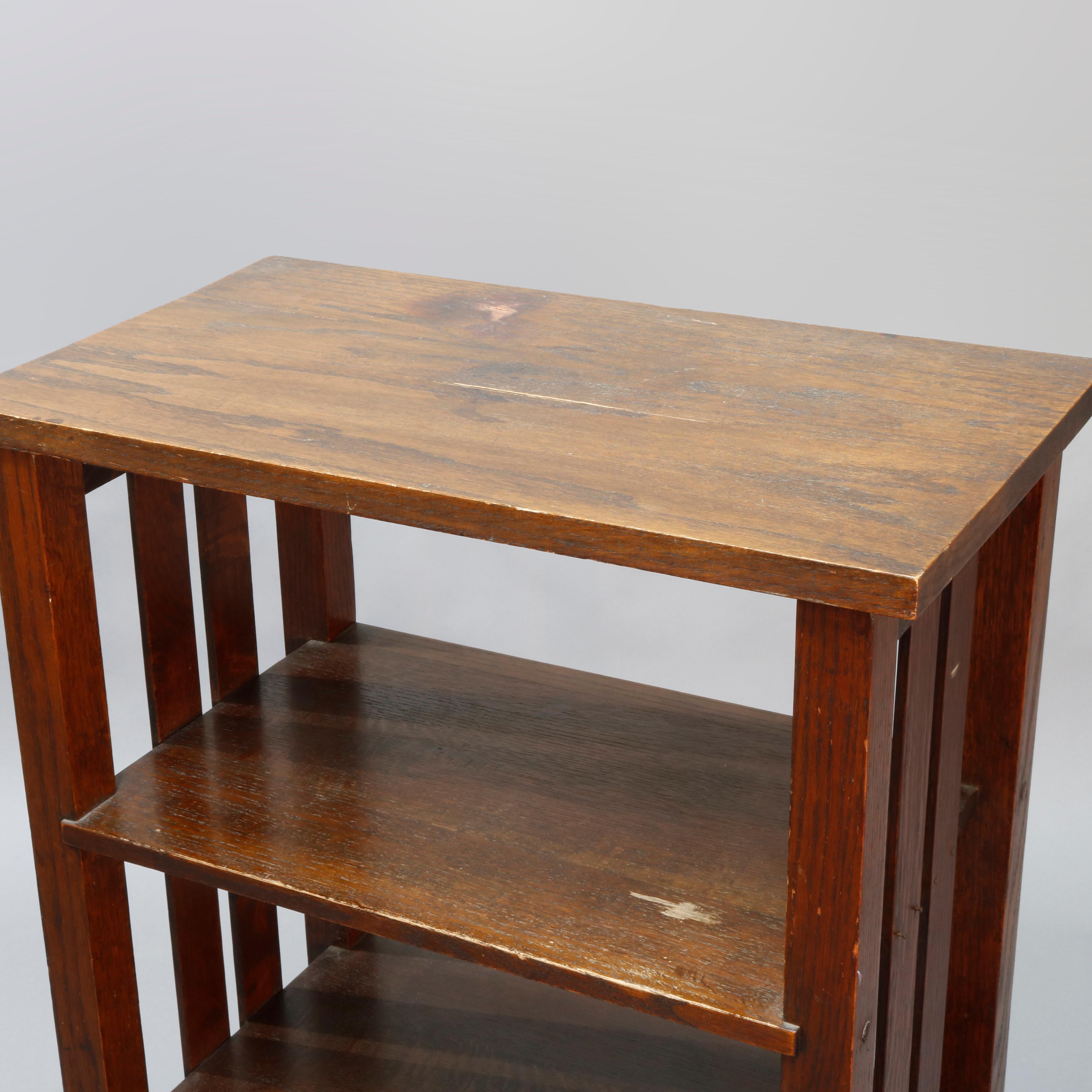 Antique Arts & Crafts Mission Oak Lakeside Crafters Magazine Stand, circa 1910 3