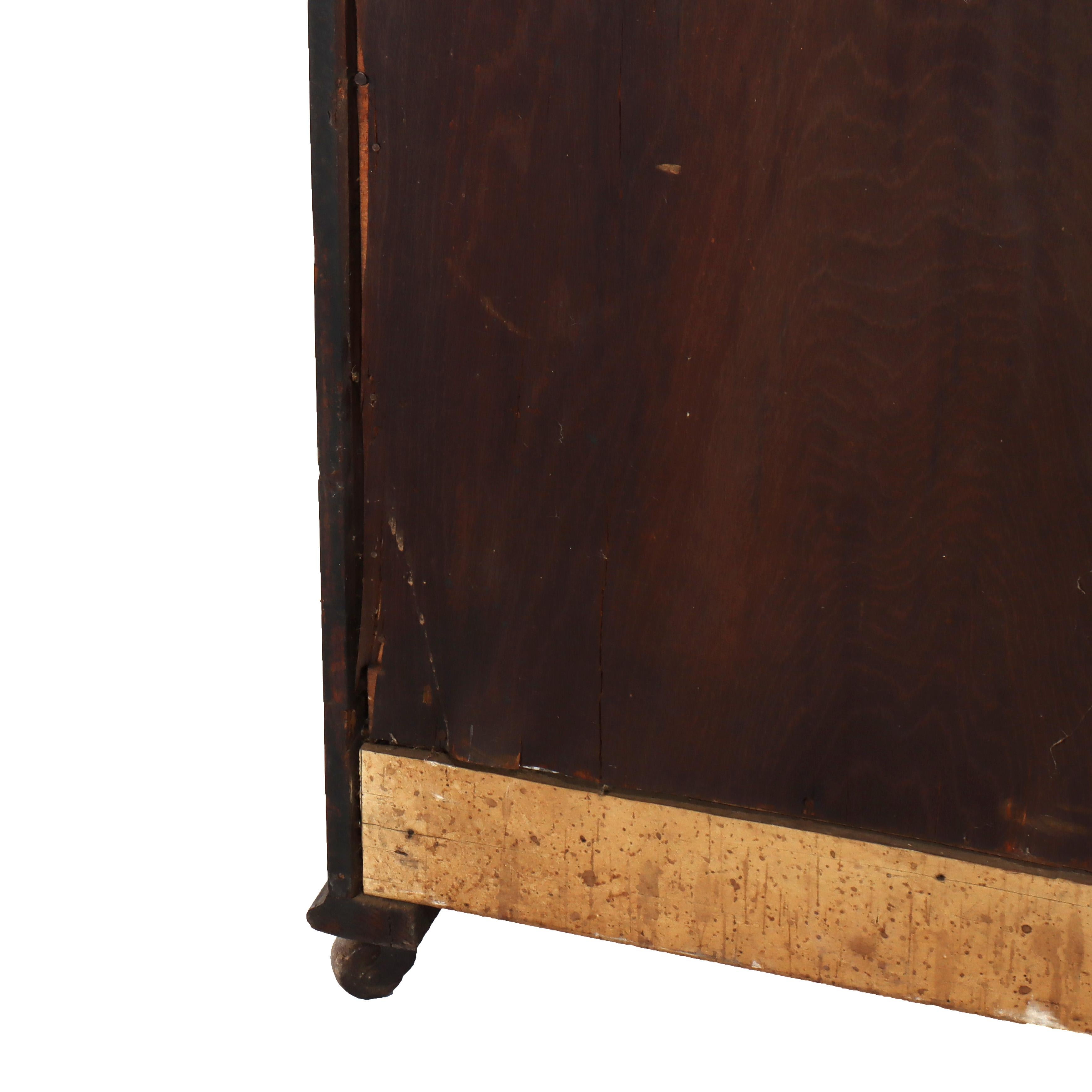 Ancienne bibliothèque à une porte en chêne à vitres plombées Mission Arts & Crafts c1920 en vente 4