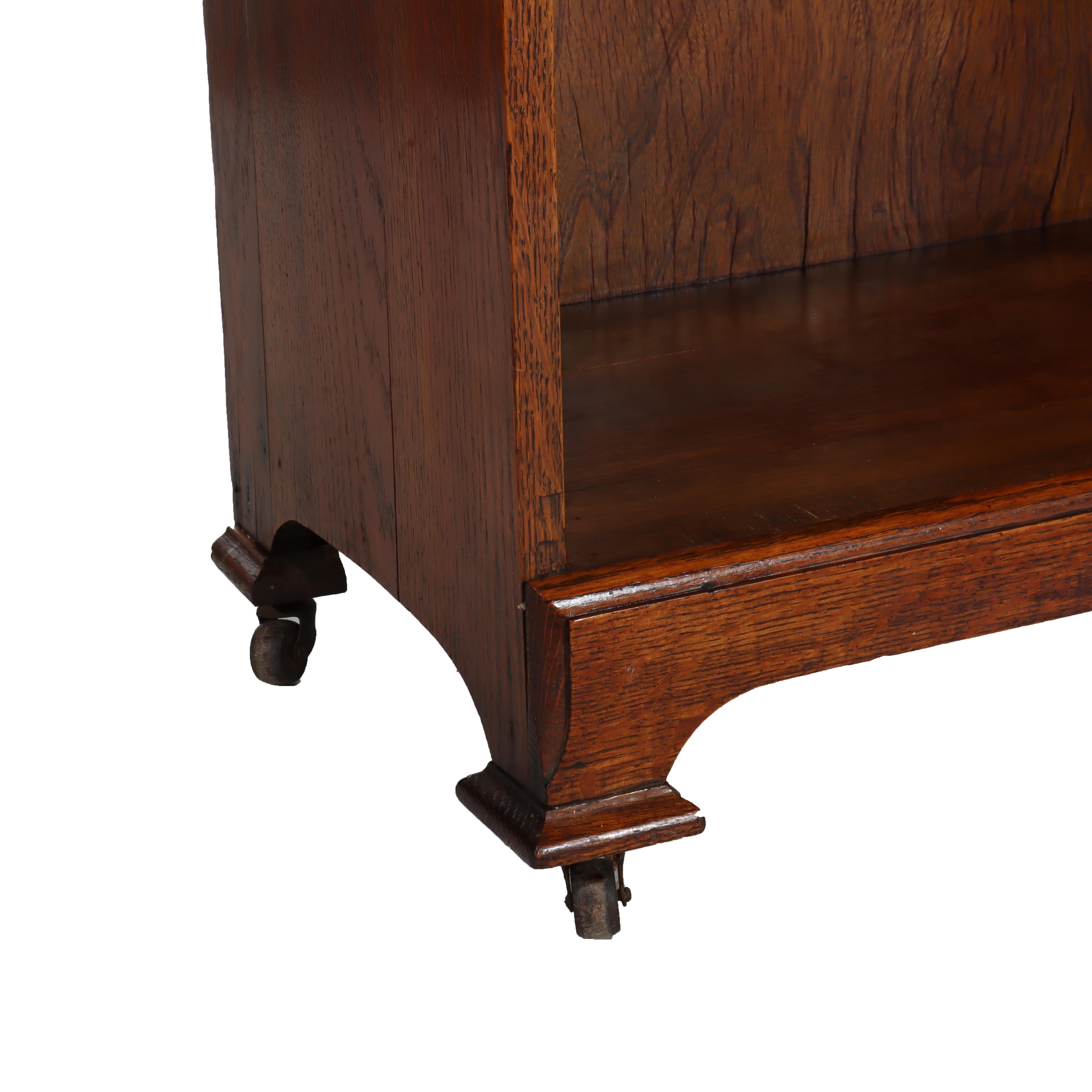 Ancienne bibliothèque à une porte en chêne à vitres plombées Mission Arts & Crafts c1920 en vente 8