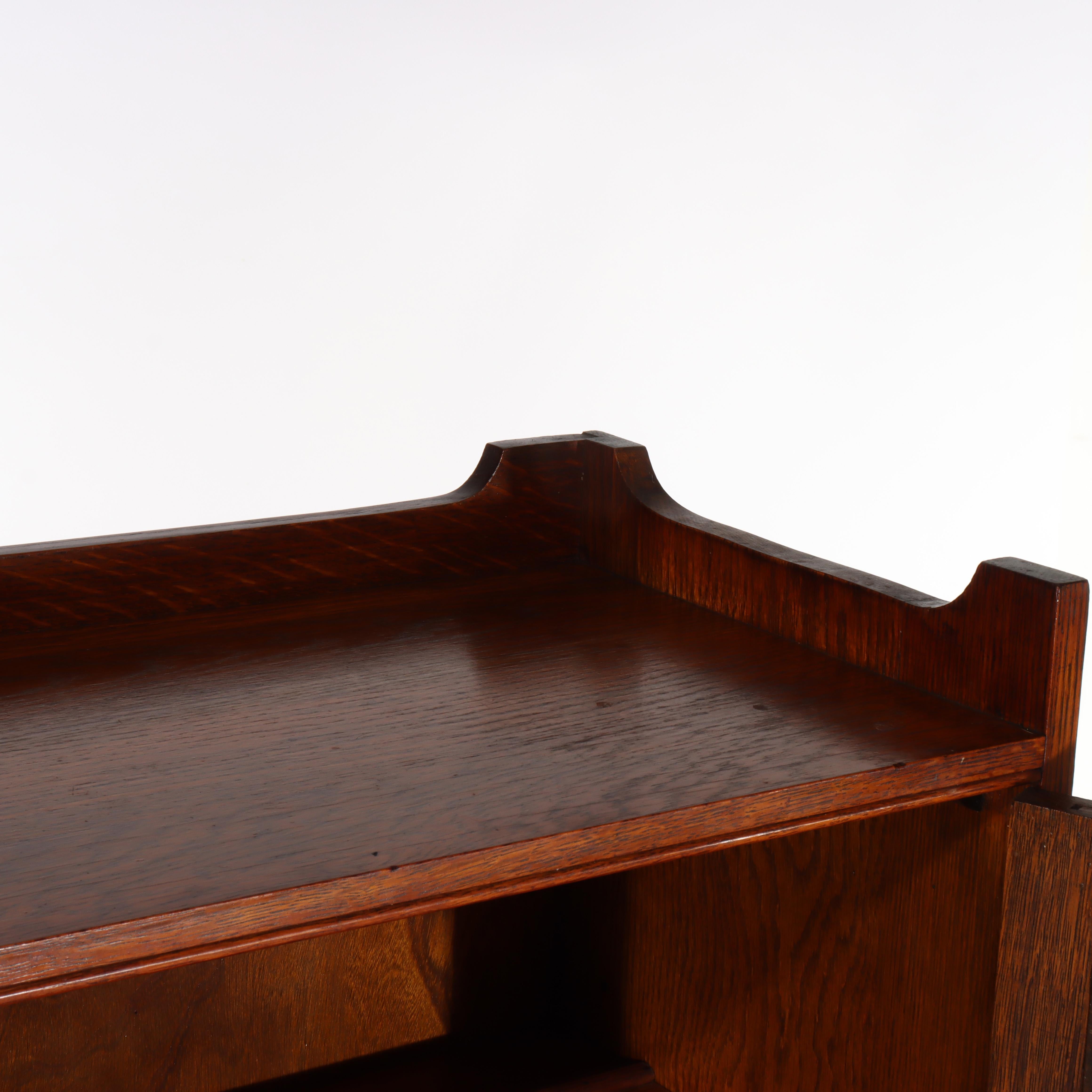 Ancienne bibliothèque à une porte en chêne à vitres plombées Mission Arts & Crafts c1920 en vente 10