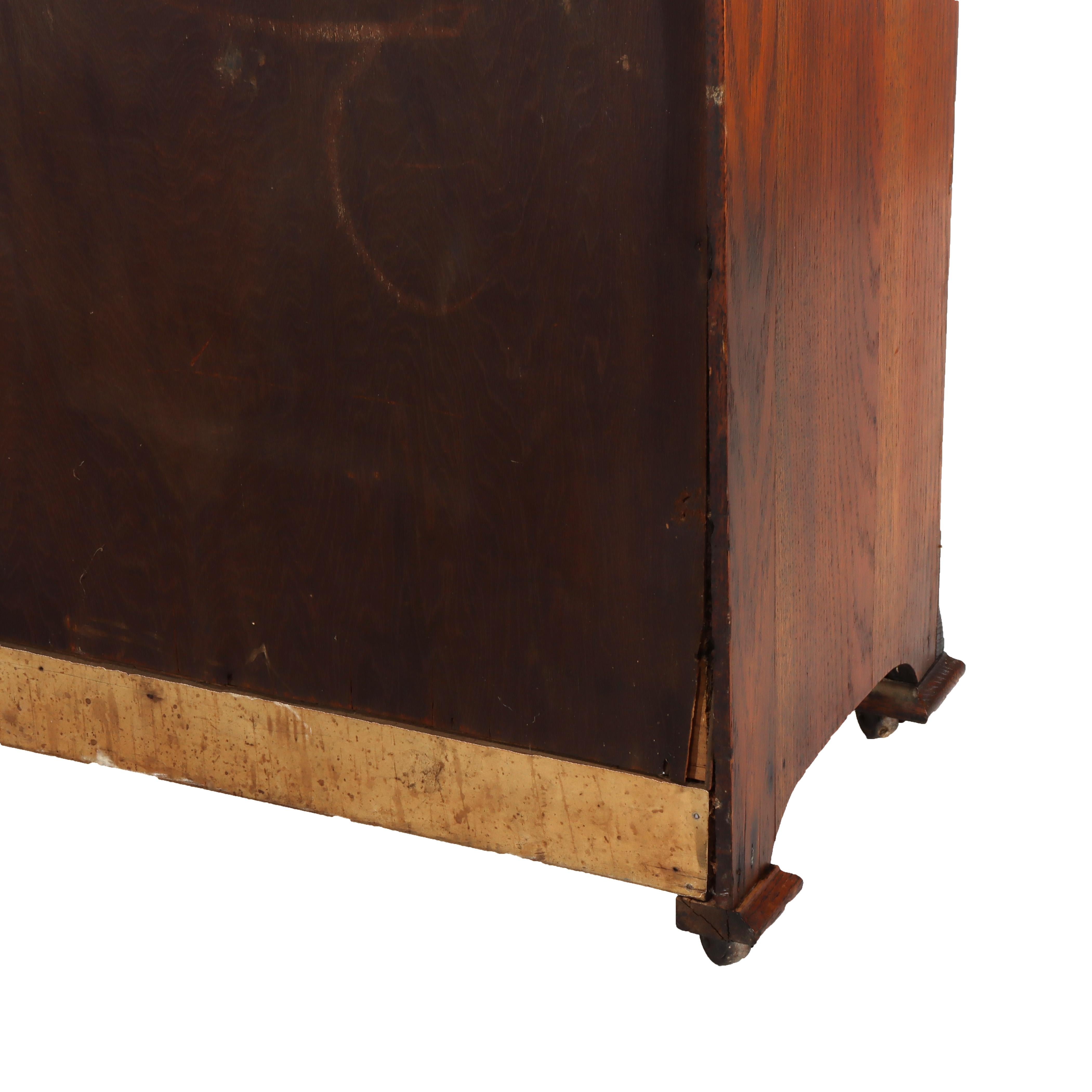 Ancienne bibliothèque à une porte en chêne à vitres plombées Mission Arts & Crafts c1920 en vente 3