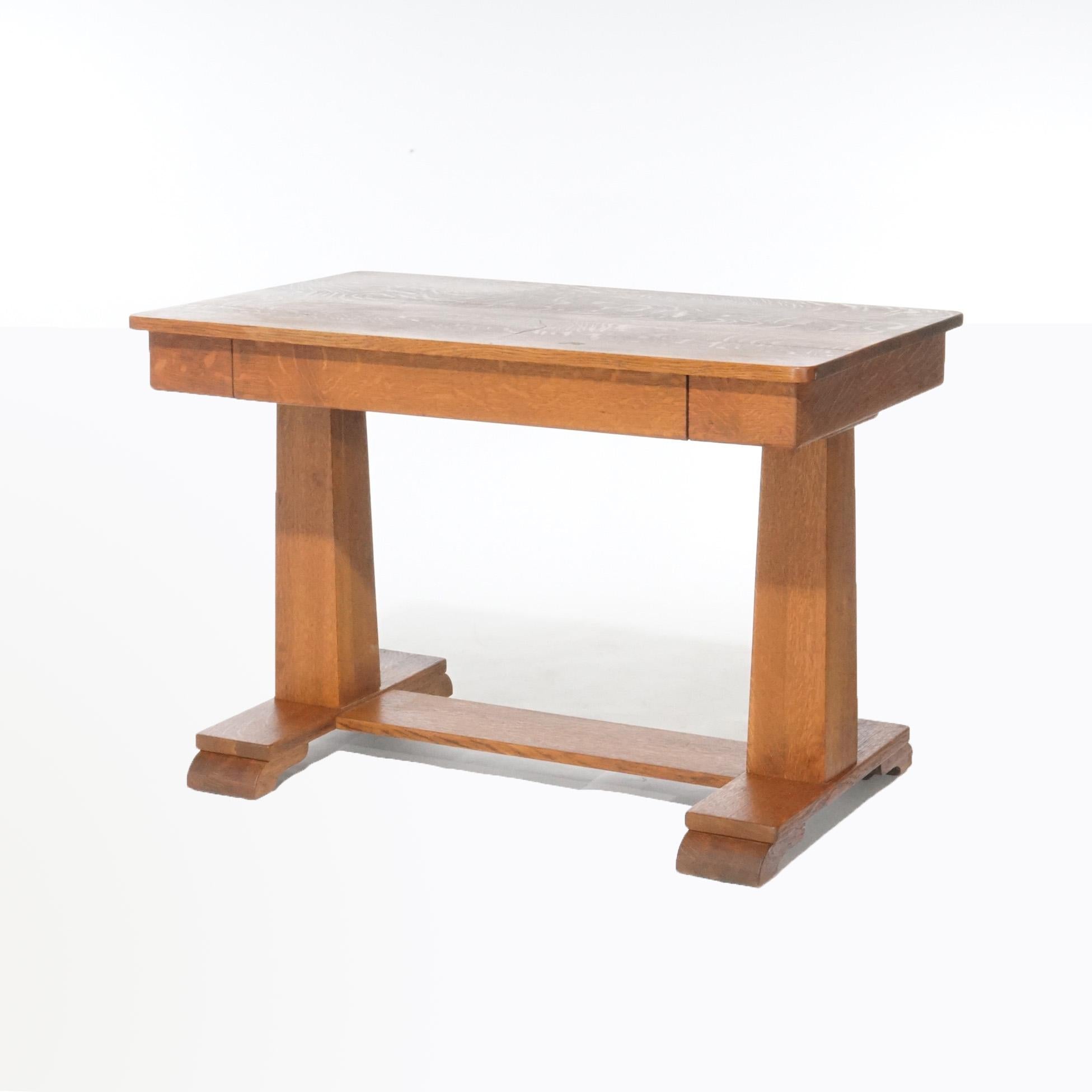 Antique Arts & Crafts Mission Oak Library Table, circa 1910 7