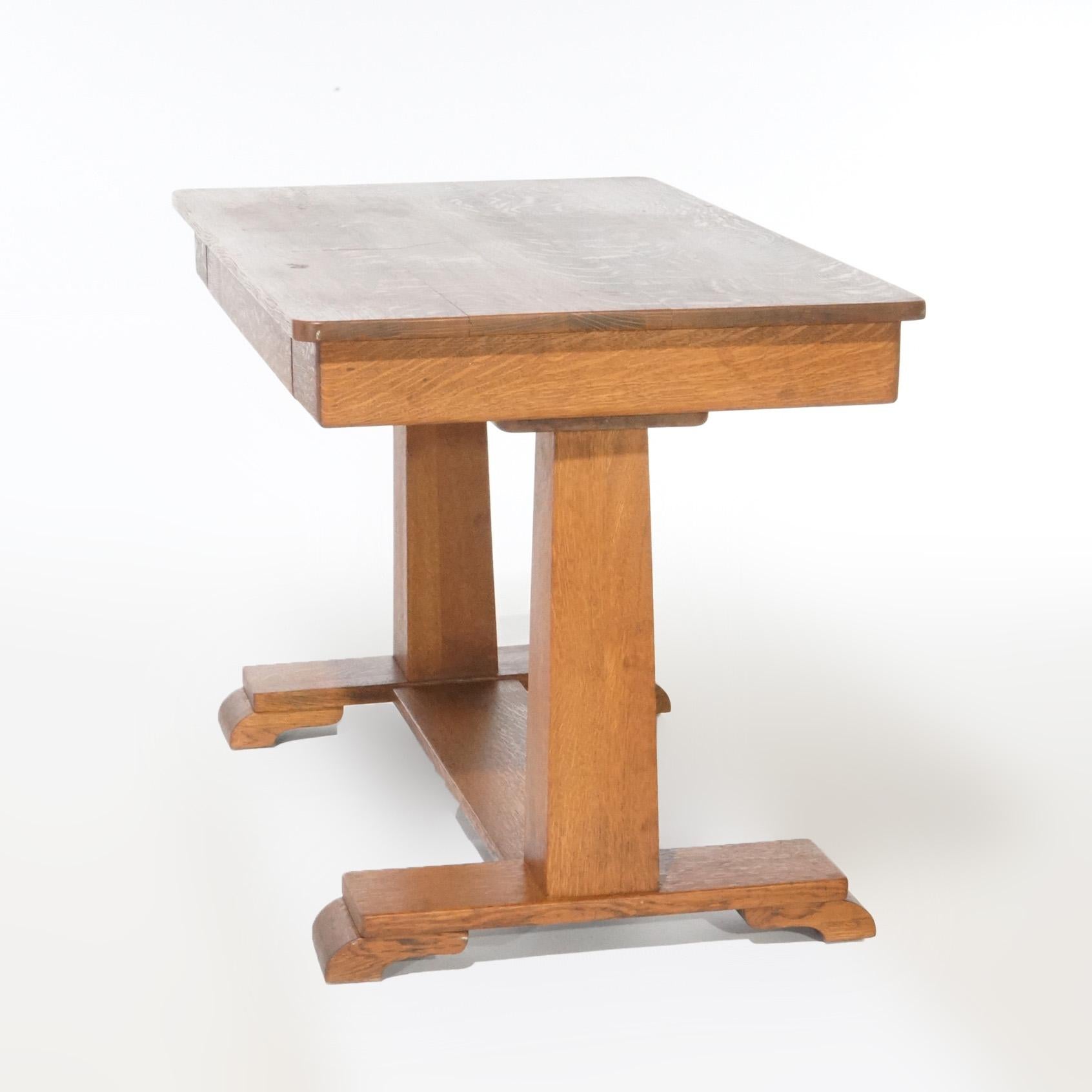 Antique Arts & Crafts Mission Oak Library Table, circa 1910 10