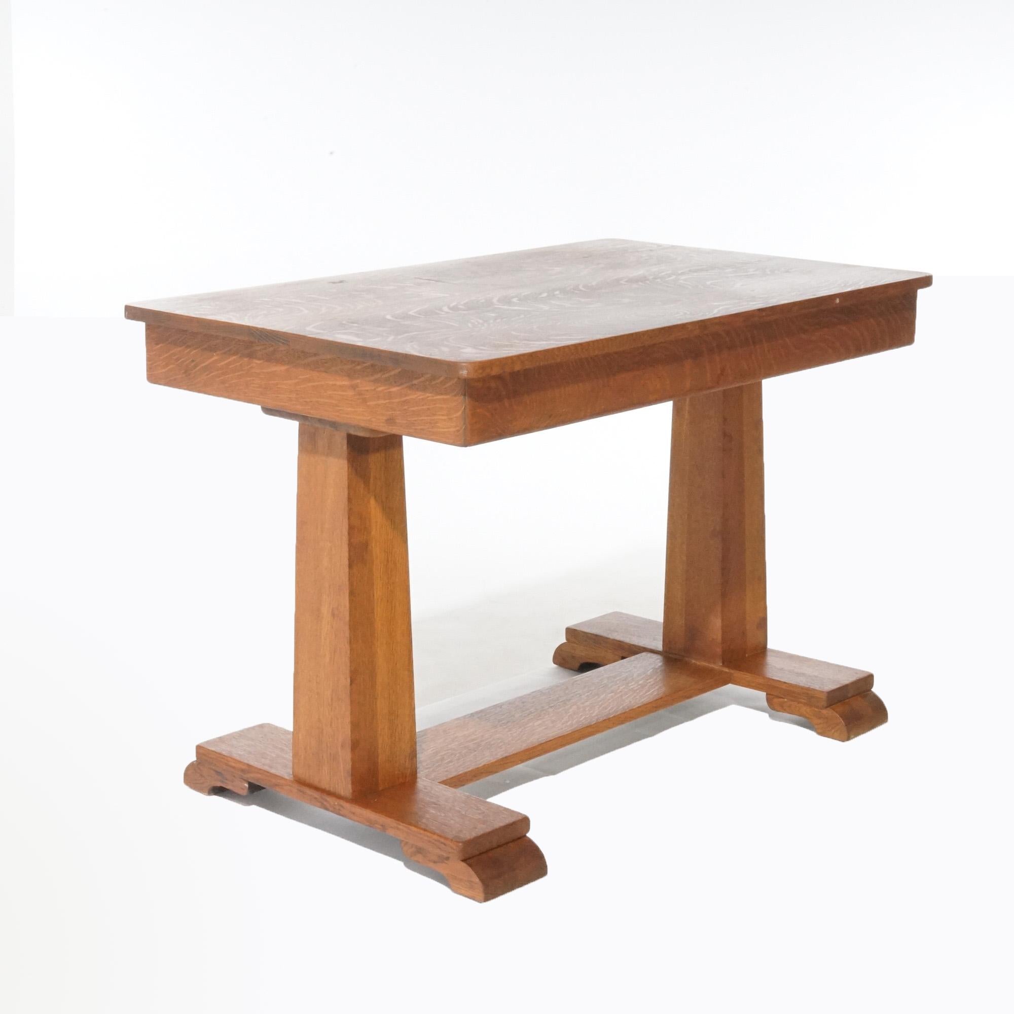 Antique Arts & Crafts Mission Oak Library Table, circa 1910 11