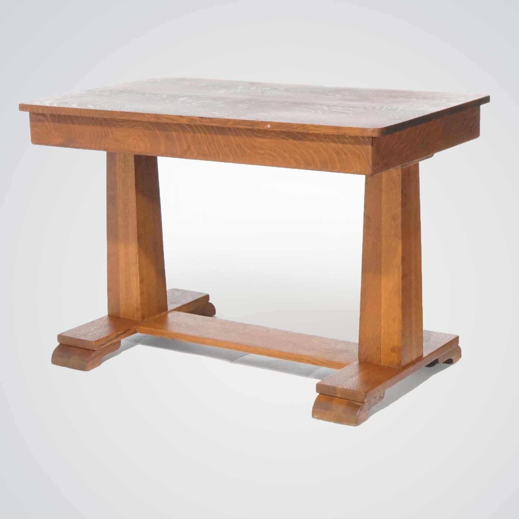 American Antique Arts & Crafts Mission Oak Library Table, circa 1910