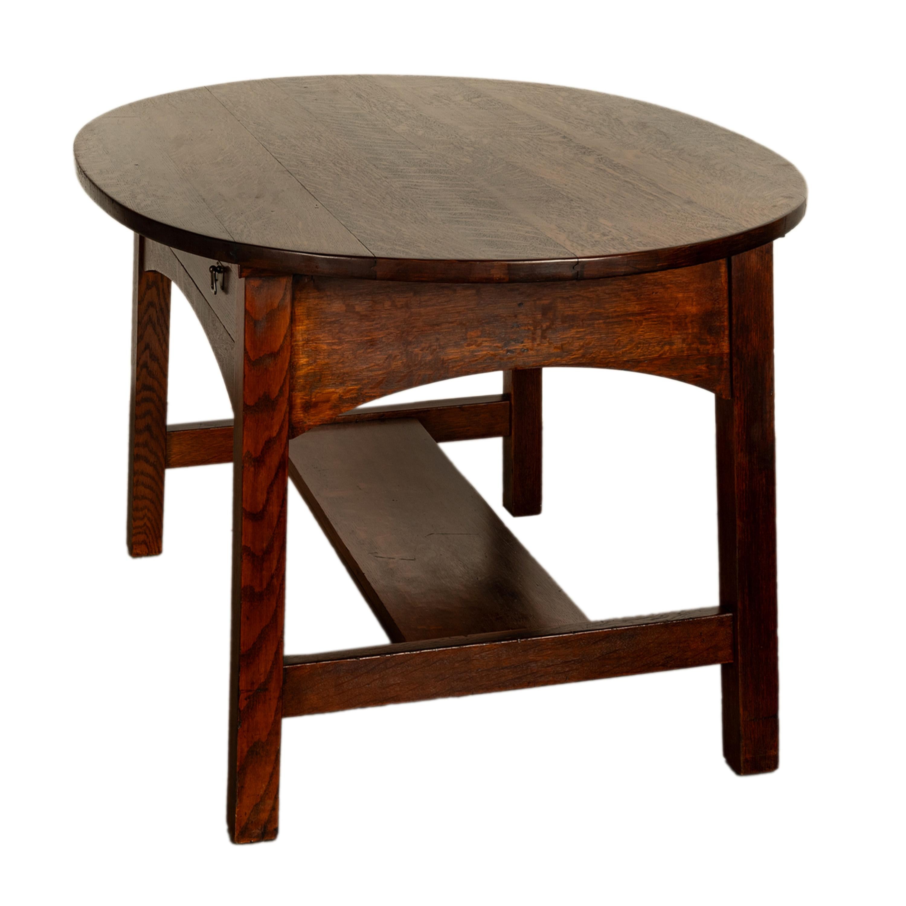 Antiguo Arts & Crafts Mission Oak Mesa de biblioteca Escritorio Ritter Bros Filadelfia en venta 2