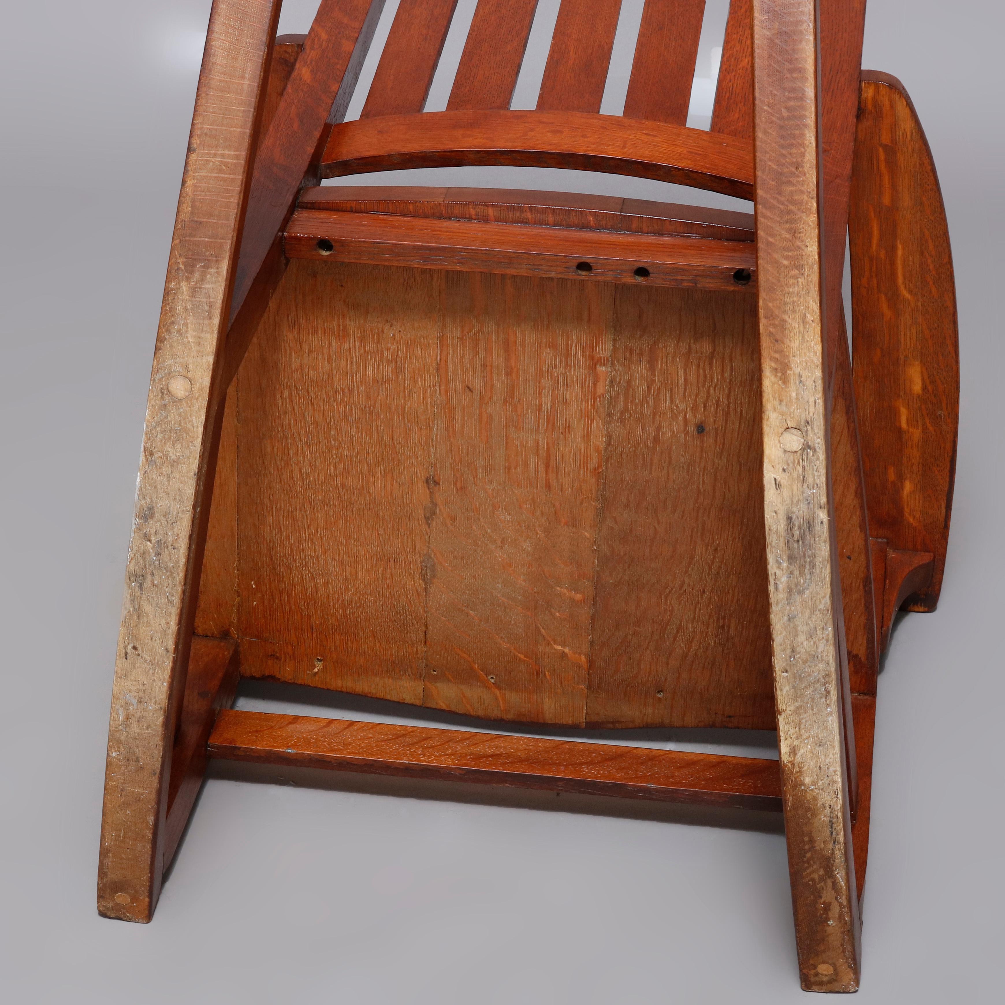 Chêne Ancienne chaise à bascule Mission en chêne de style Arts & Crafts, vers 1920