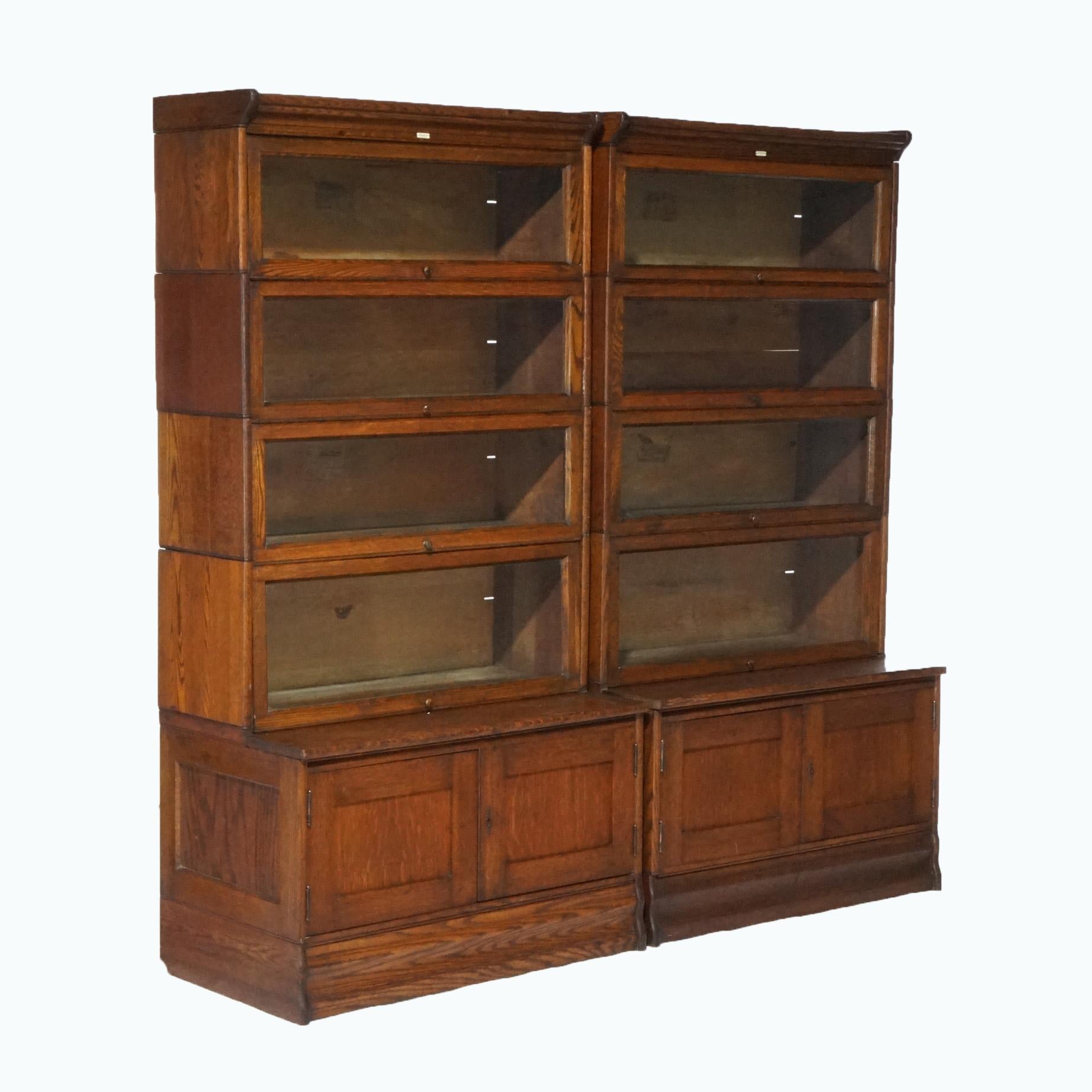 20th Century Antique Arts & Crafts Mission Oak Lundstrom Stack Barrister Bookcase Cabinets