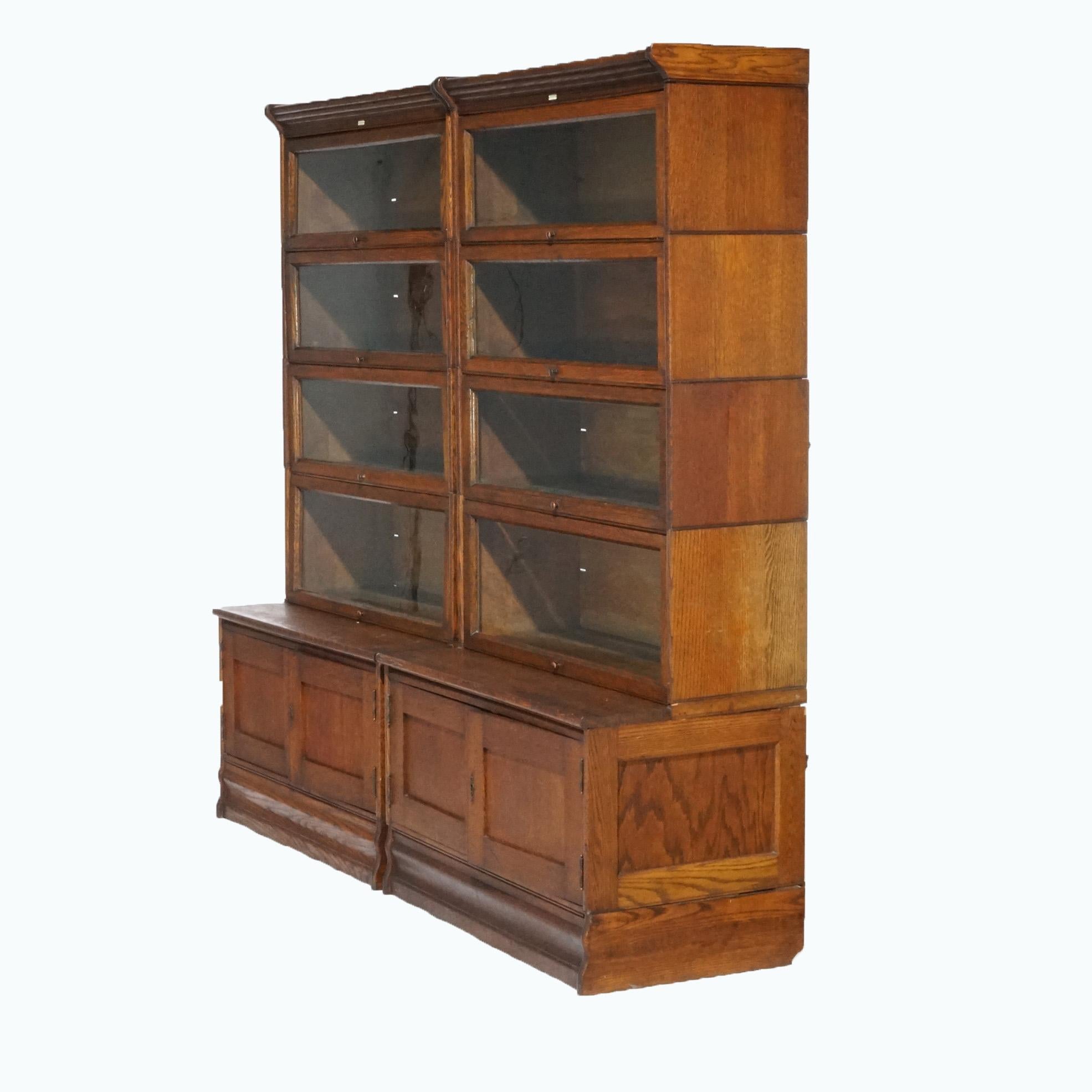 Antique Arts & Crafts Mission Oak Lundstrom Stack Barrister Bookcase Cabinets 1