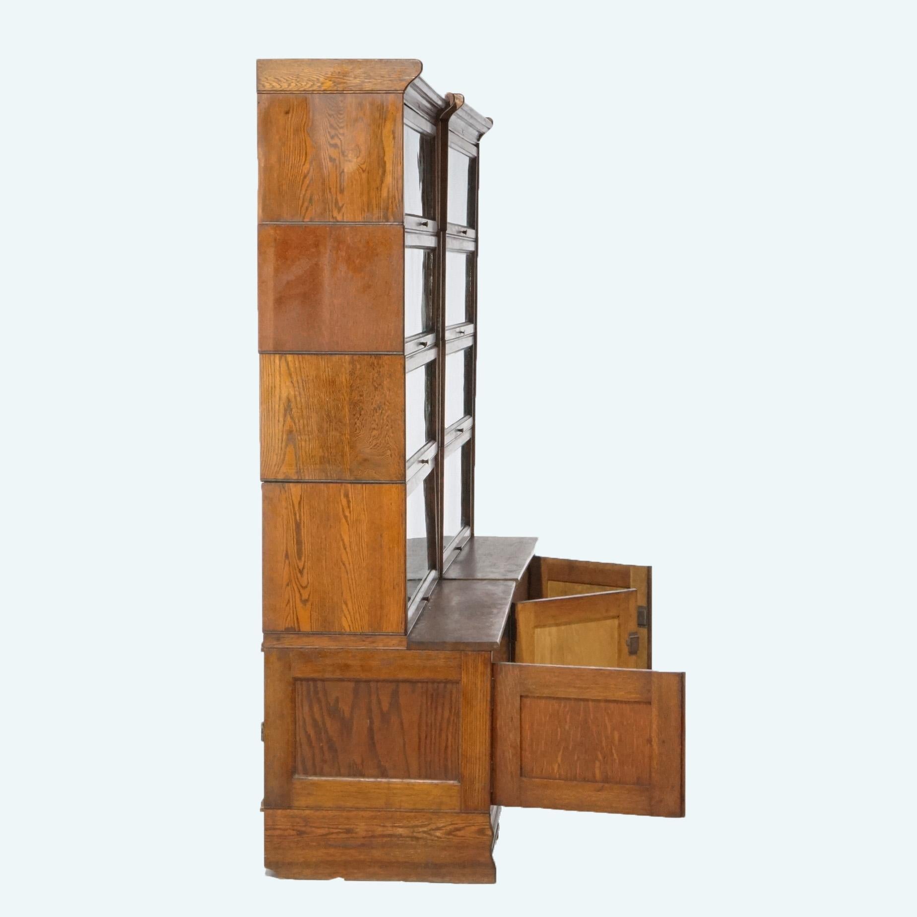 Antique Arts & Crafts Mission Oak Lundstrom Stack Barrister Bookcase Cabinets 2