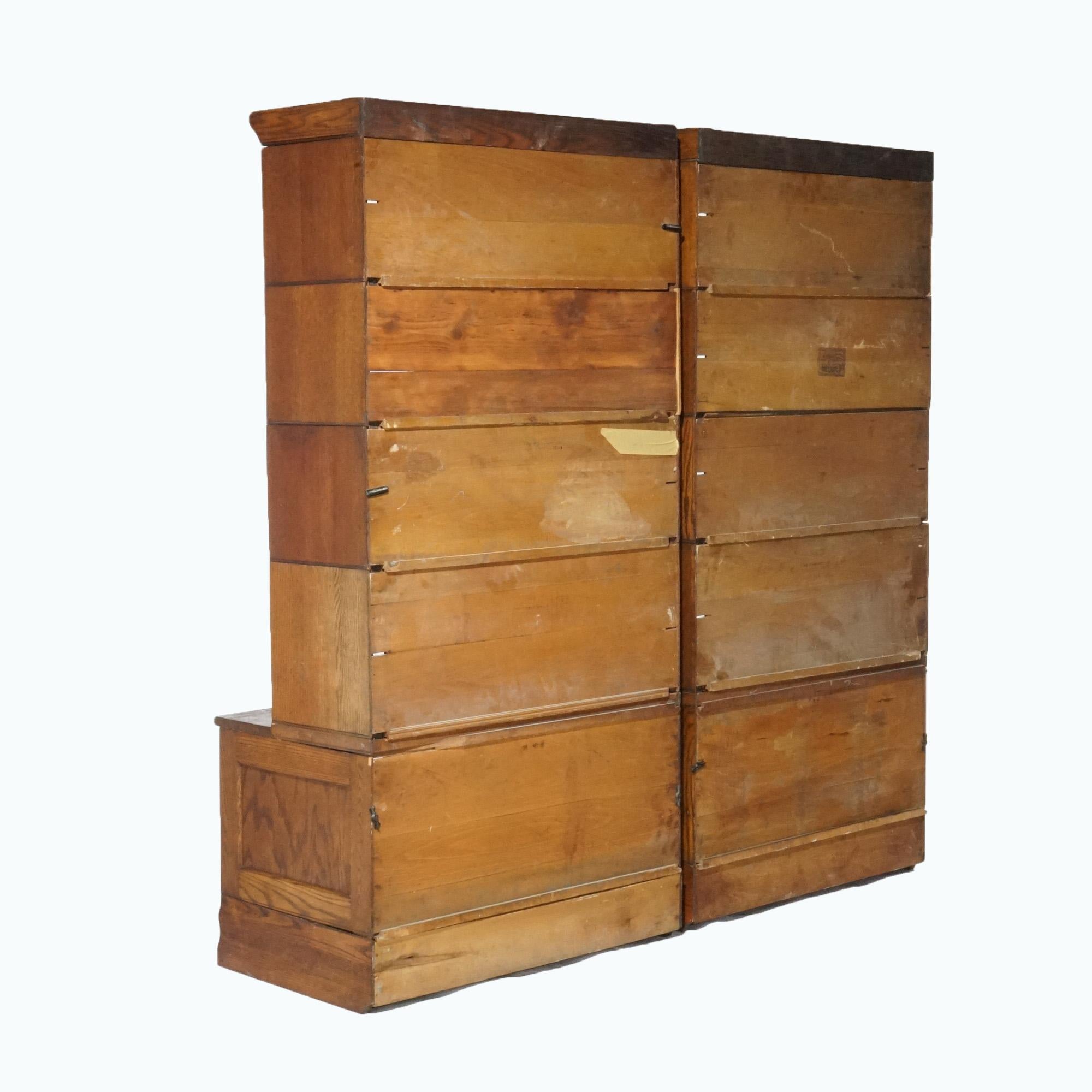 Antique Arts & Crafts Mission Oak Lundstrom Stack Barrister Bookcase Cabinets 3